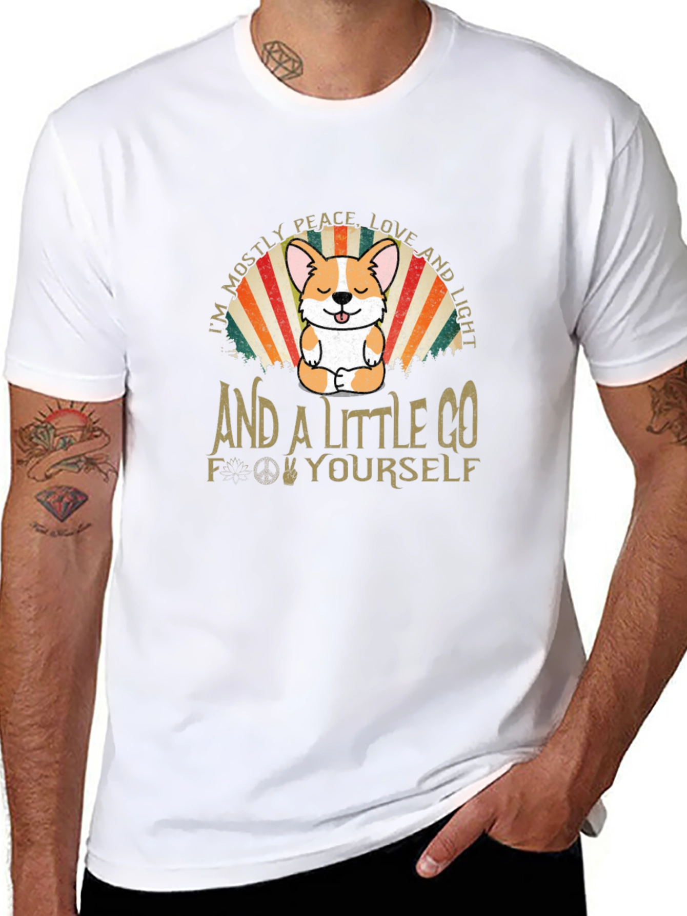 Peace Love & Corgi Graphic Tee