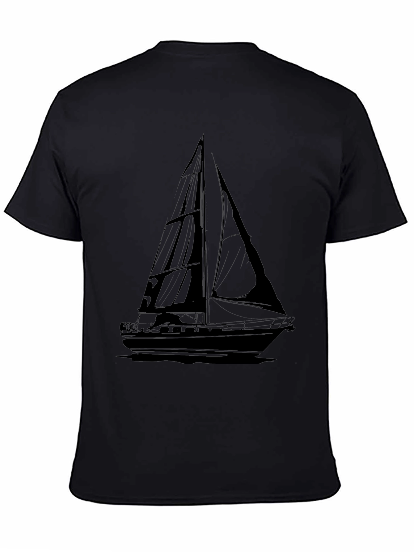 Mens Black Sailboat Graphic Tee