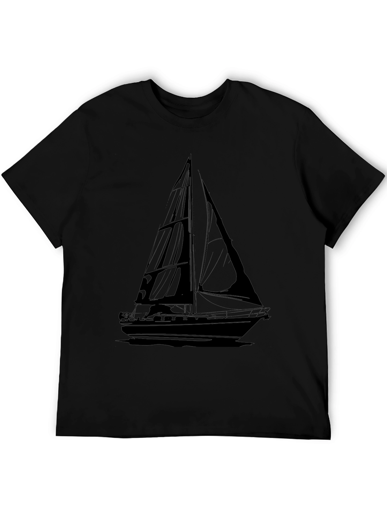 Mens Black Sailboat Graphic Tee