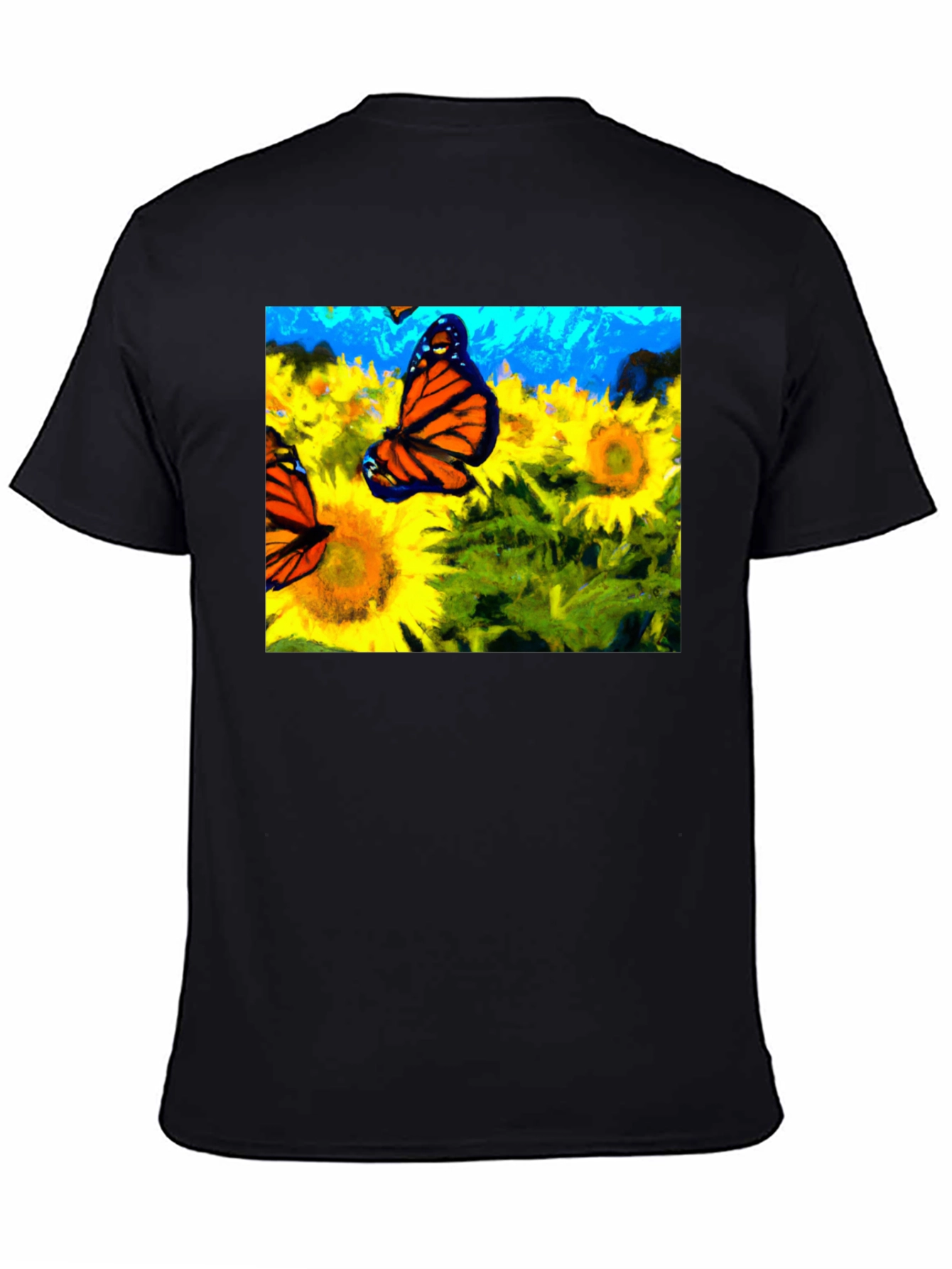 Butterfly & Sunflower Graphic Tee - Black