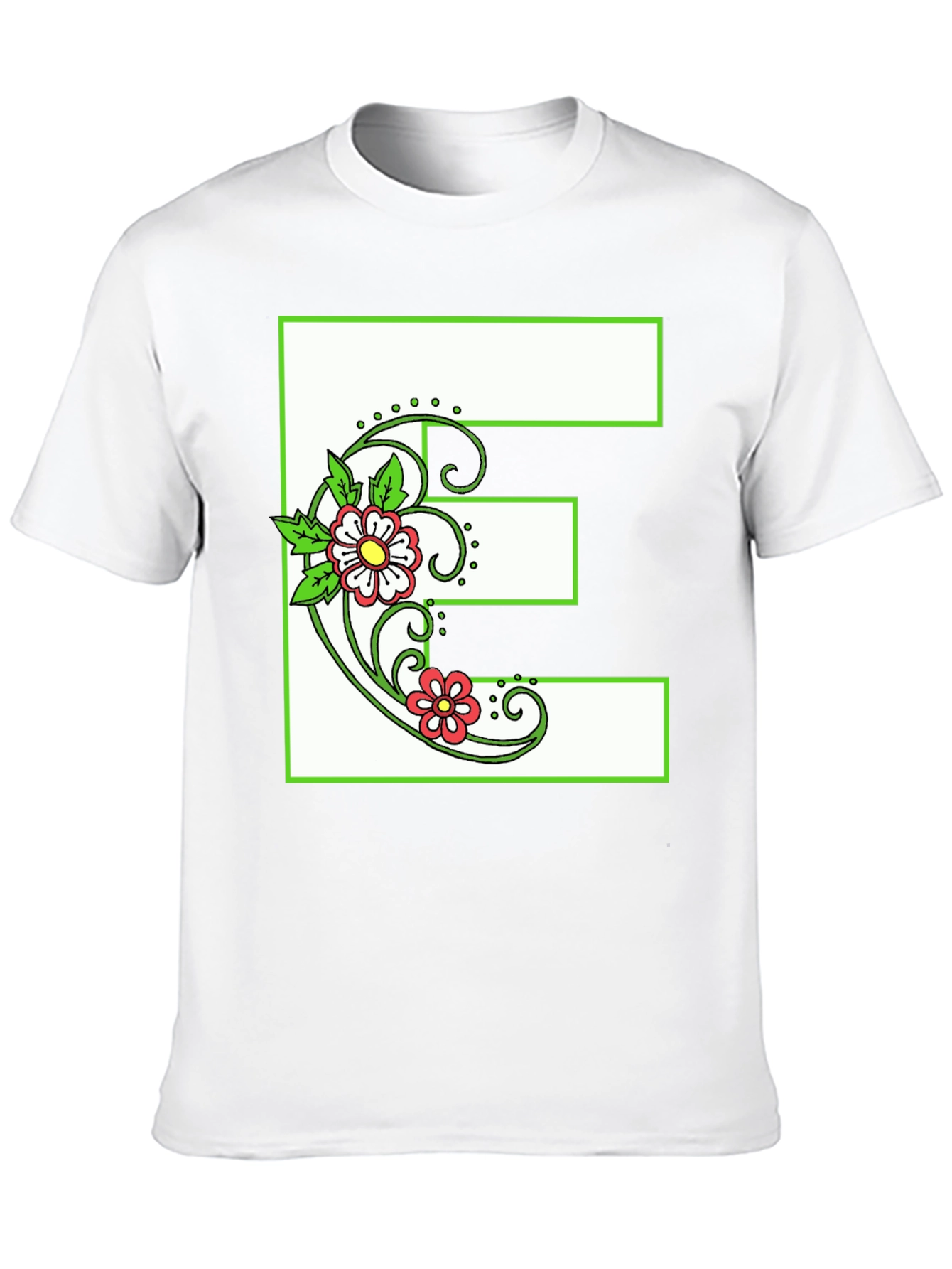 Floral E T-Shirt - Personalized Initial Tee