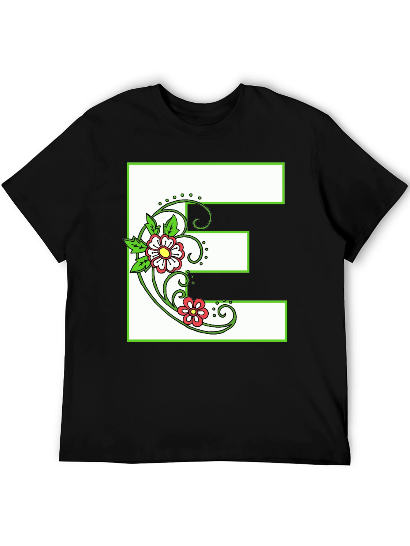 Floral E T-Shirt - Personalized Initial Tee