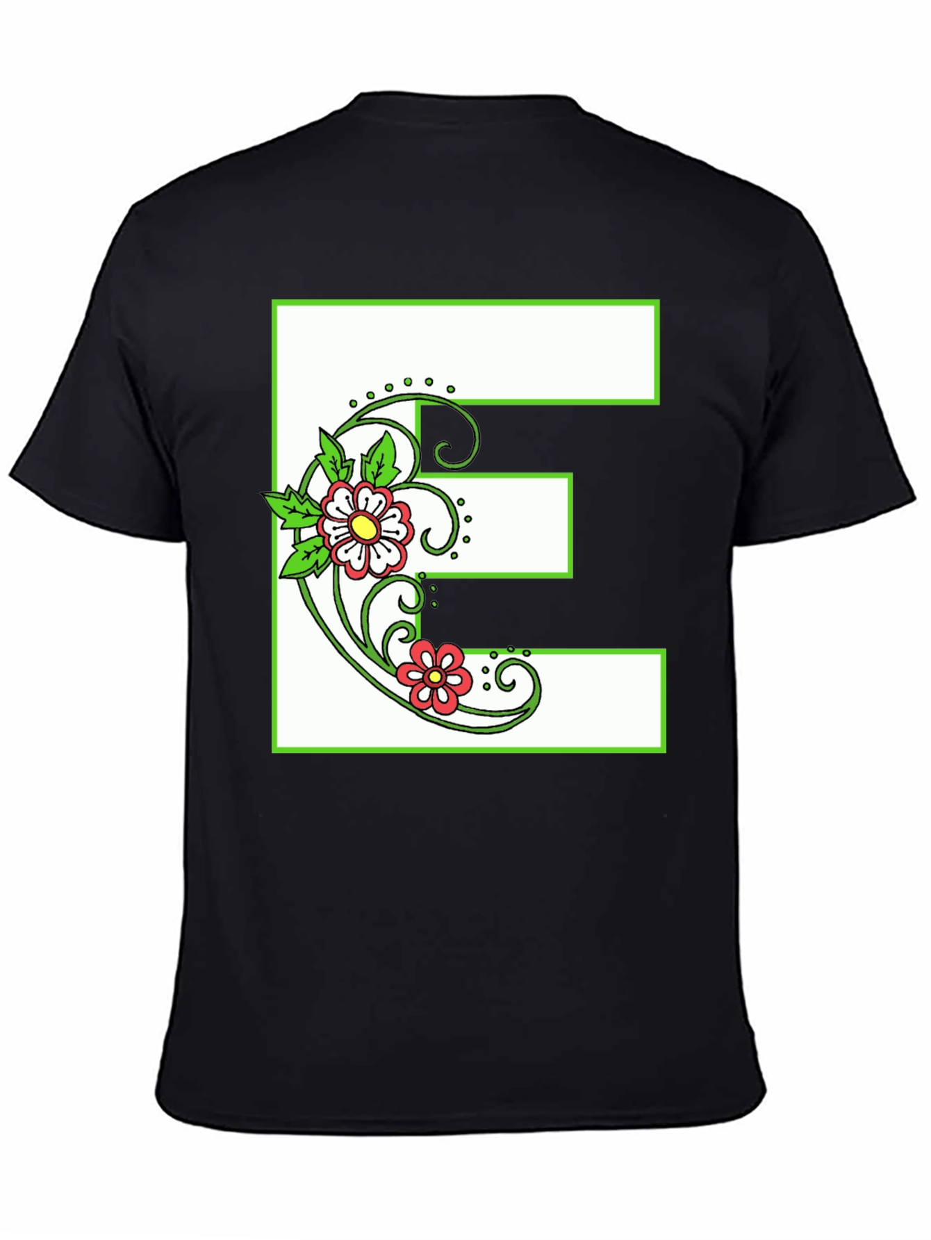 Floral E T-Shirt - Personalized Initial Tee