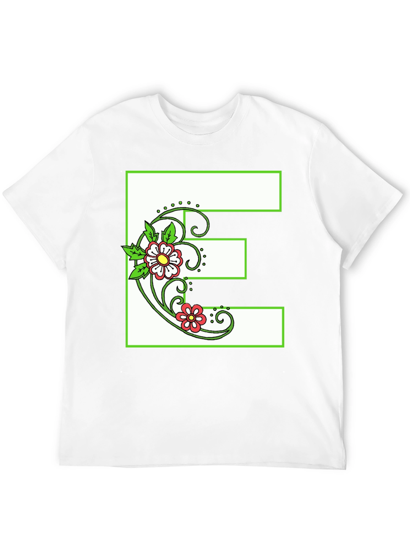 Floral E T-Shirt - Personalized Initial Tee