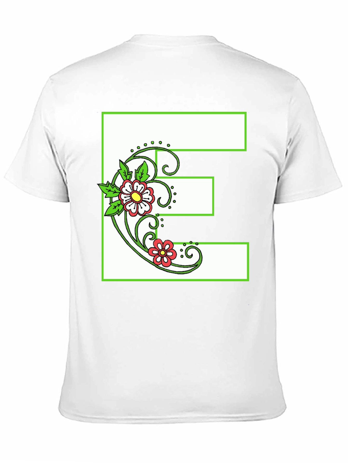 Floral E T-Shirt - Personalized Initial Tee