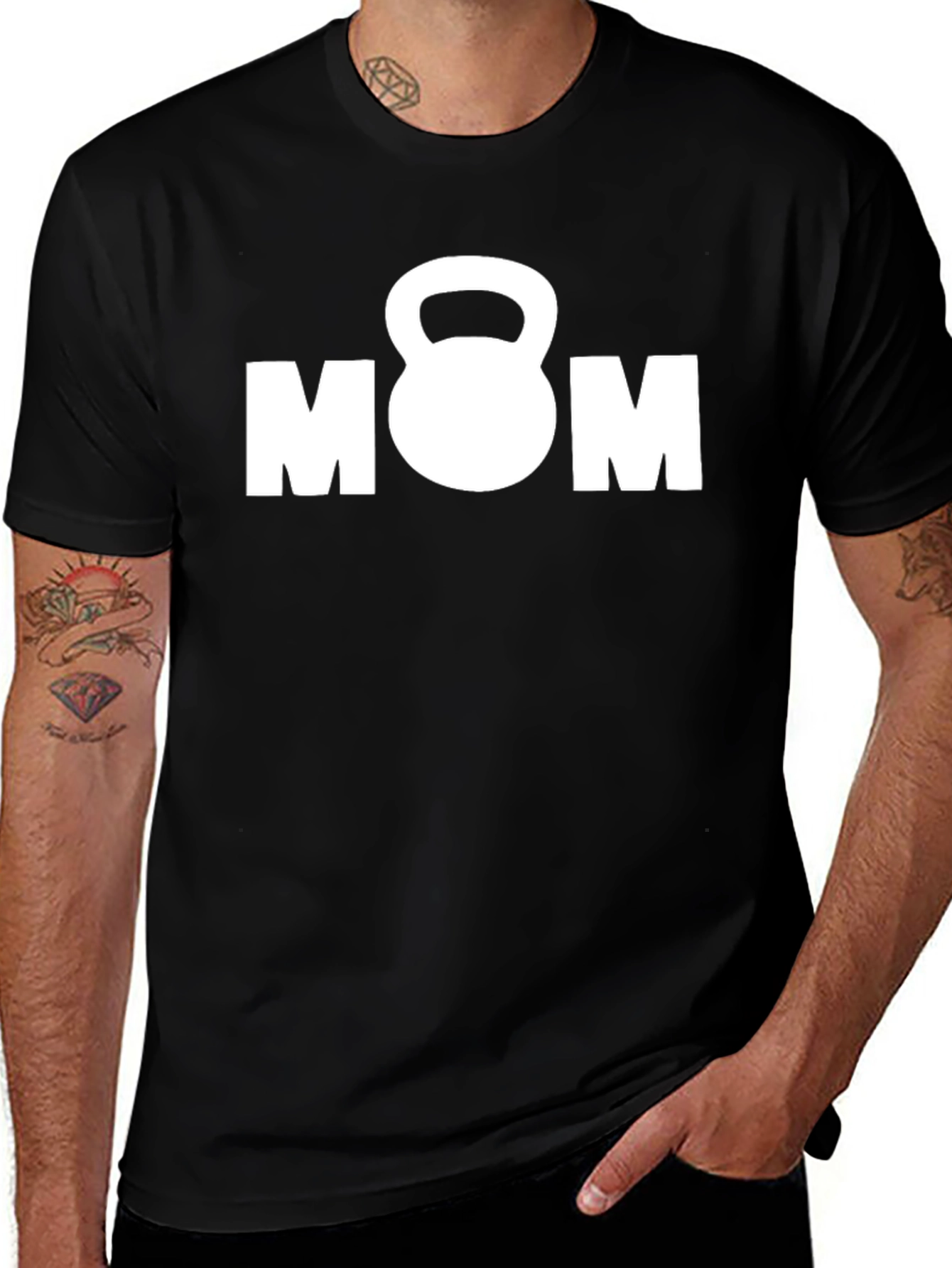 Fitness Mom Black T-Shirt - Kettlebell Graphic