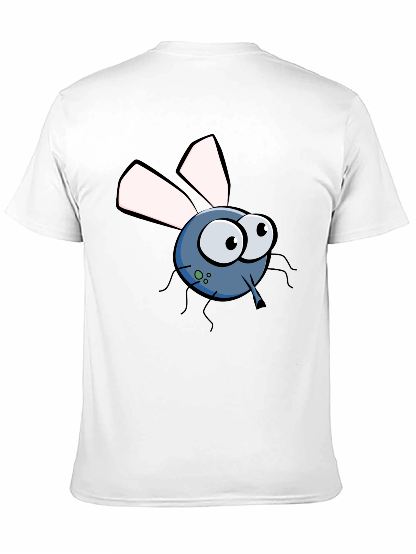 Cartoon Fly Graphic Tee - Black Cotton T-Shirt