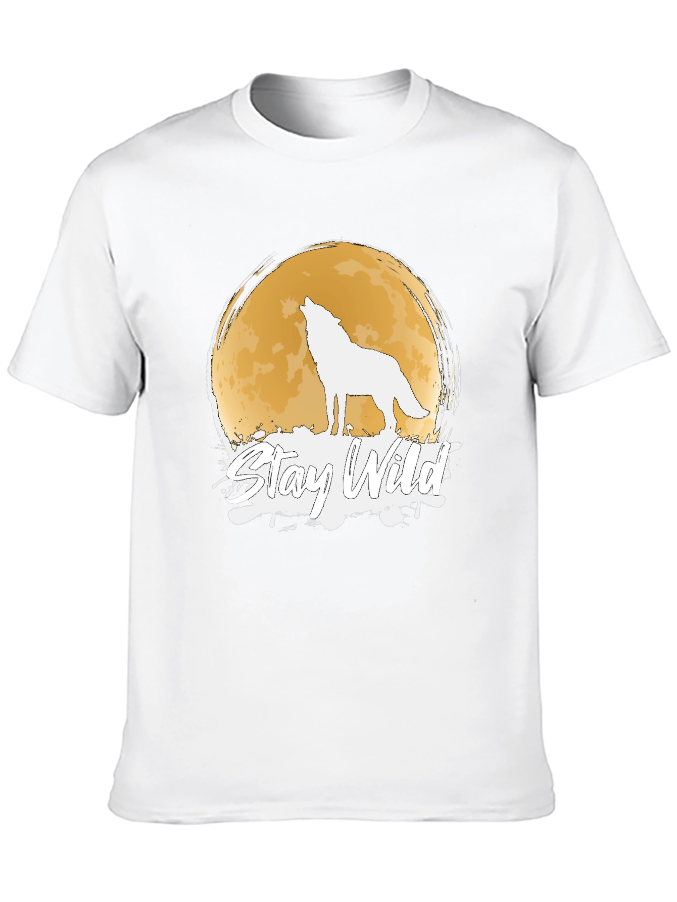 Stay Wild Wolf Moon Graphic Black T-Shirt