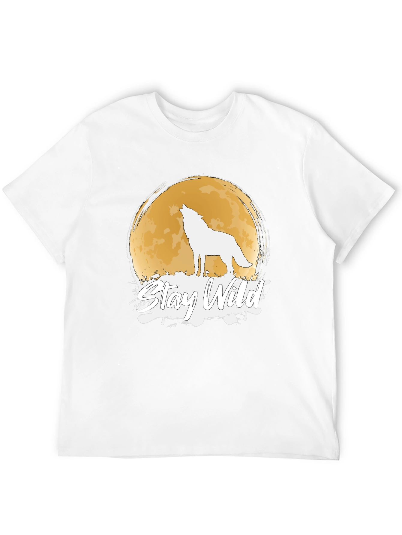Stay Wild Wolf Moon Graphic Black T-Shirt