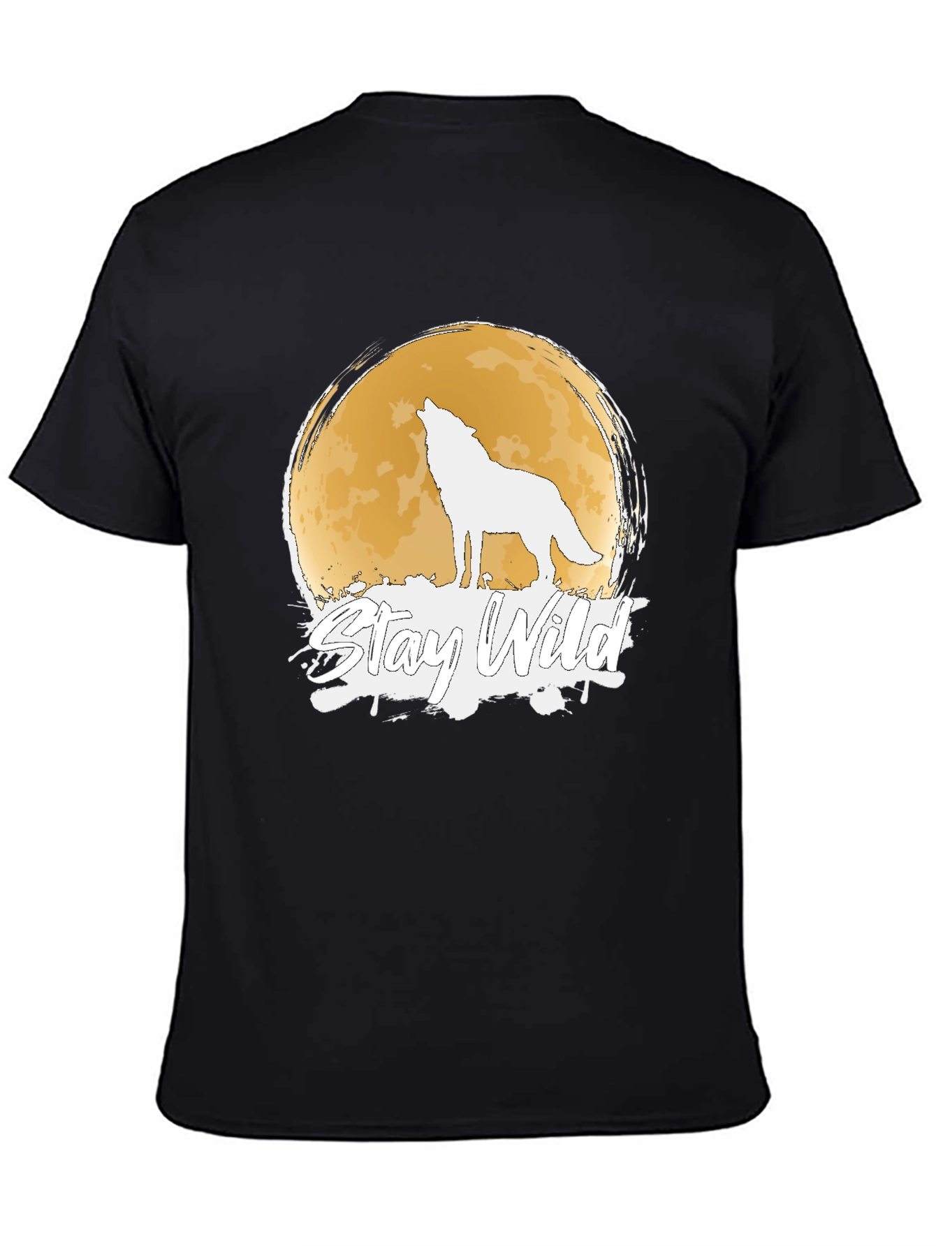 Stay Wild Wolf Moon Graphic Black T-Shirt