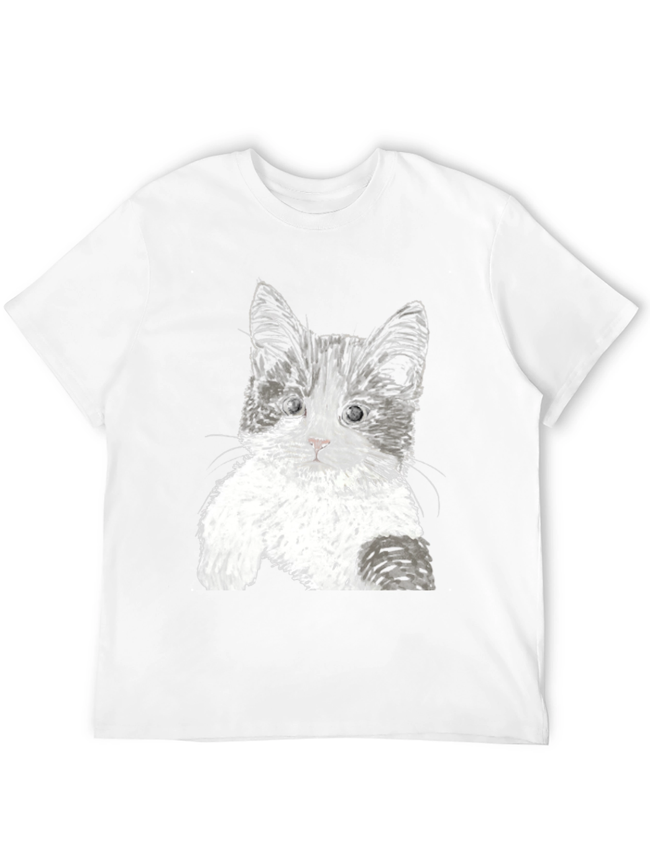 Cute Kitten Graphic Tee - Black Cotton T-Shirt