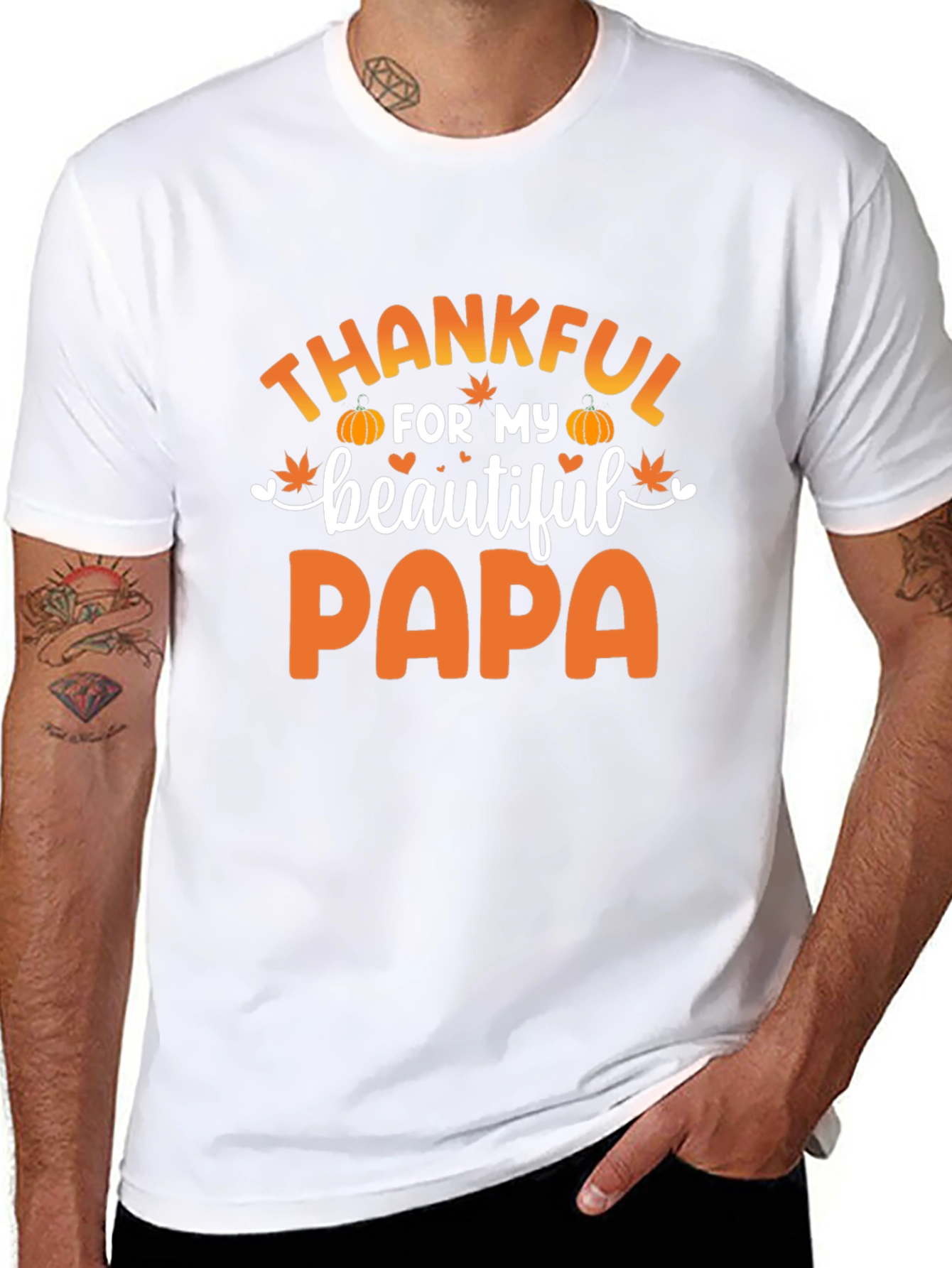 Thankful Papa T-Shirt - Autumn Harvest Design
