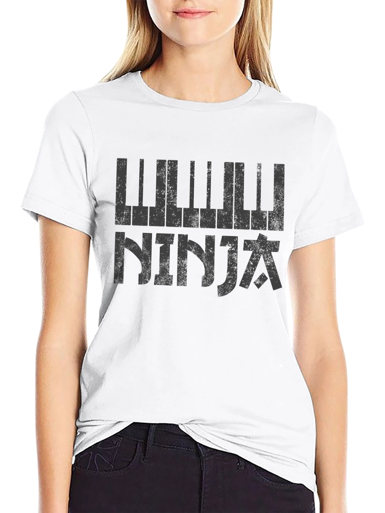 Piano Ninja Graphic T-Shirt - Black Cotton Tee
