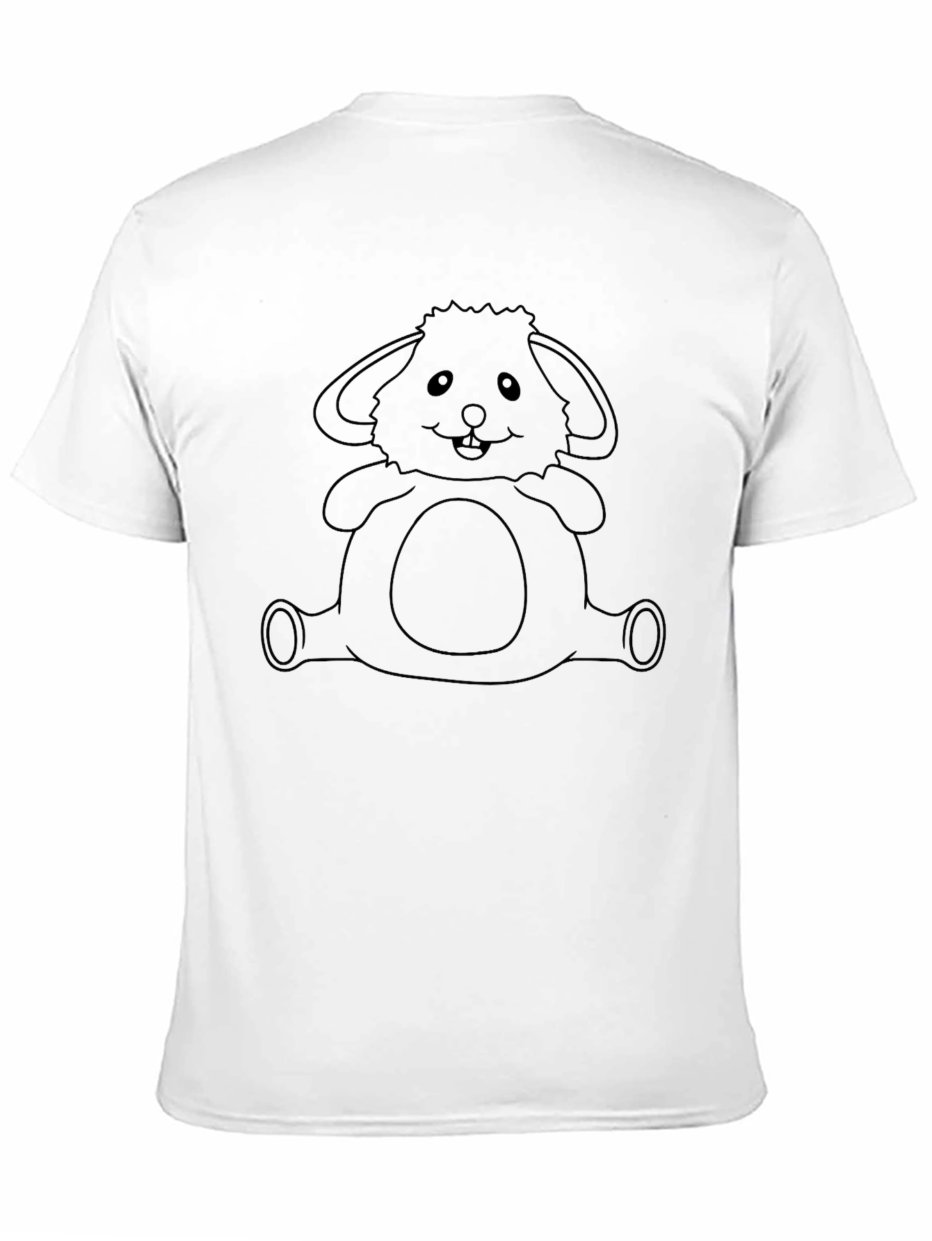 Cute Bunny Outline Graphic Black T-Shirt
