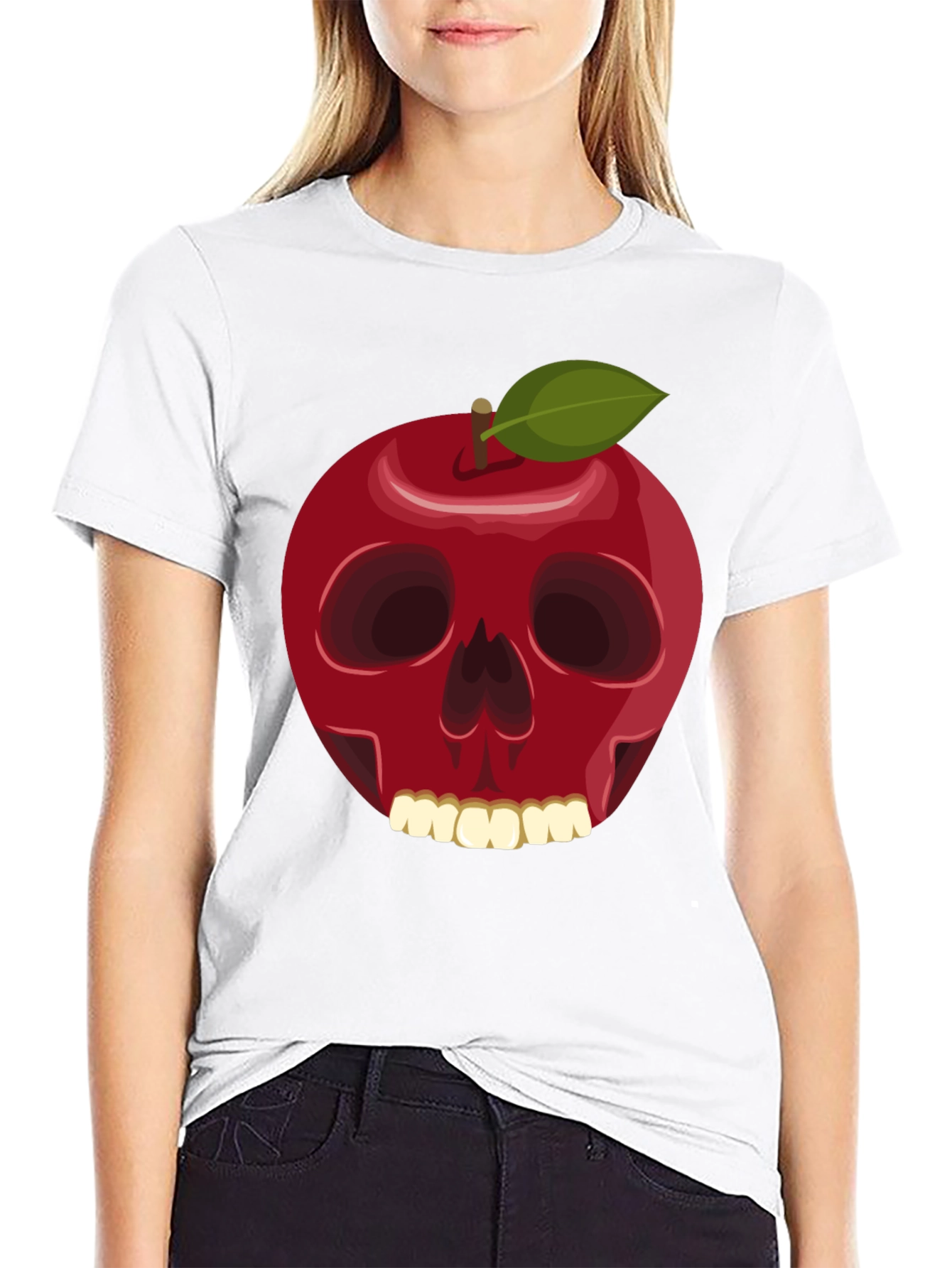 Apple Skull Graphic T-Shirt - Dark Humor Tee