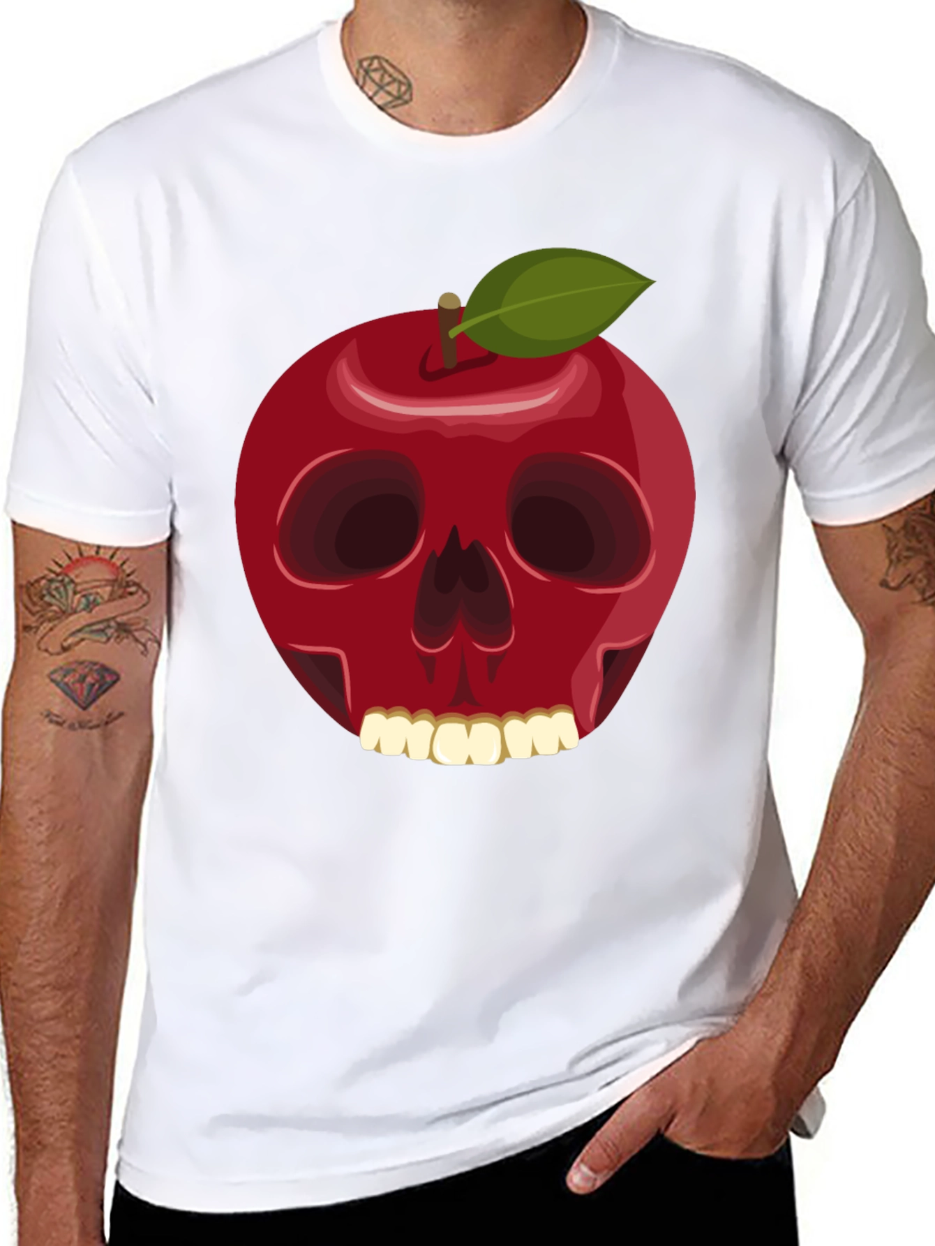 Apple Skull Graphic T-Shirt - Dark Humor Tee