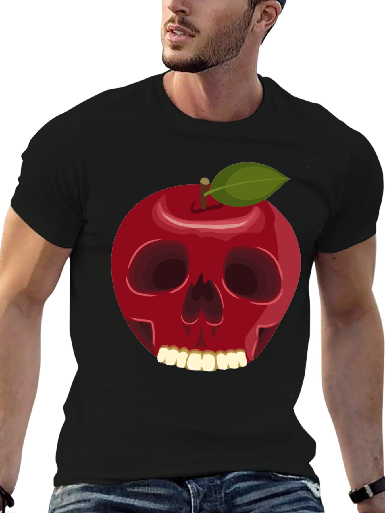 Apple Skull Graphic T-Shirt - Dark Humor Tee