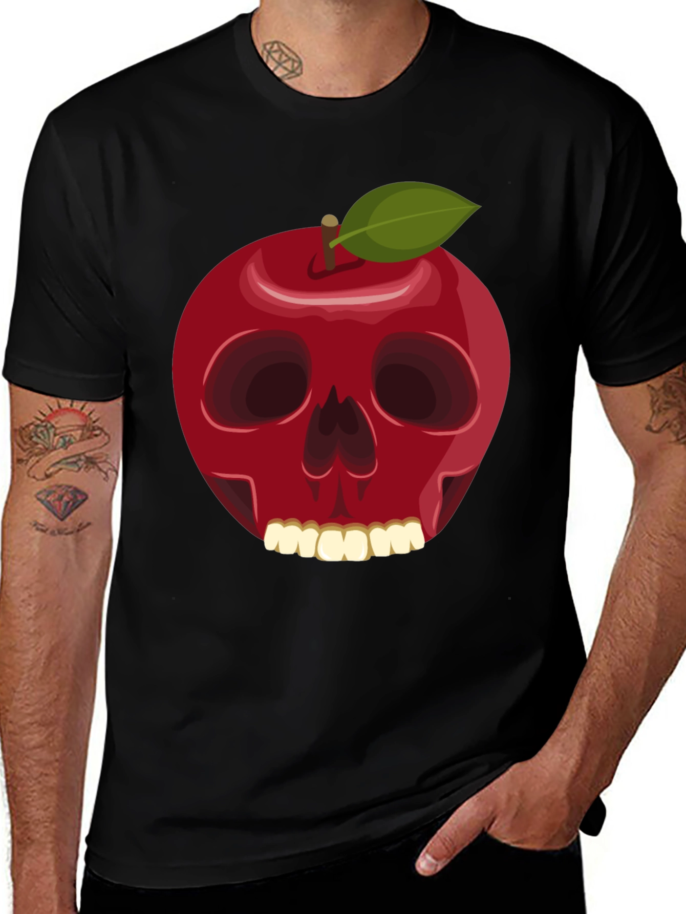 Apple Skull Graphic T-Shirt - Dark Humor Tee