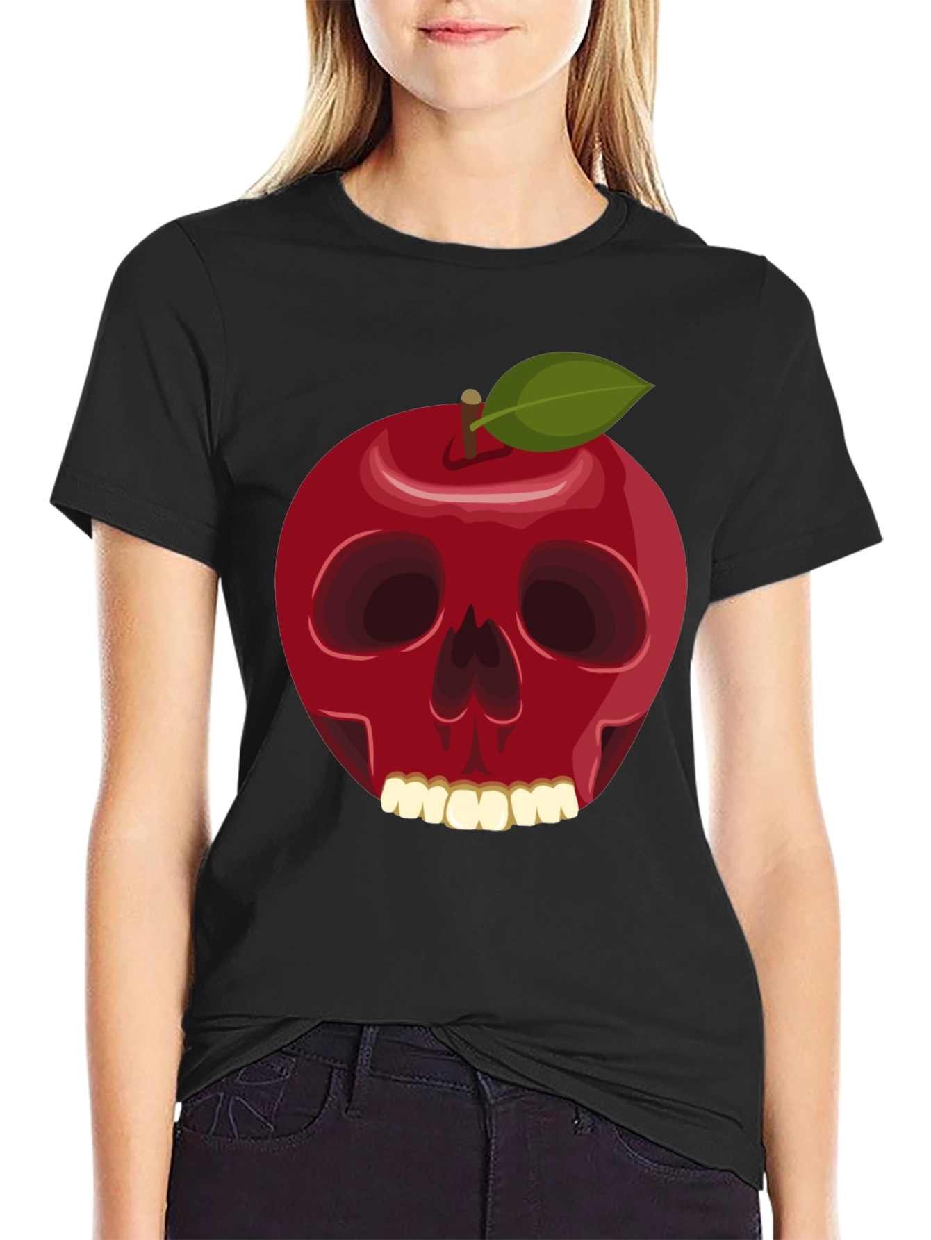 Apple Skull Graphic T-Shirt - Dark Humor Tee