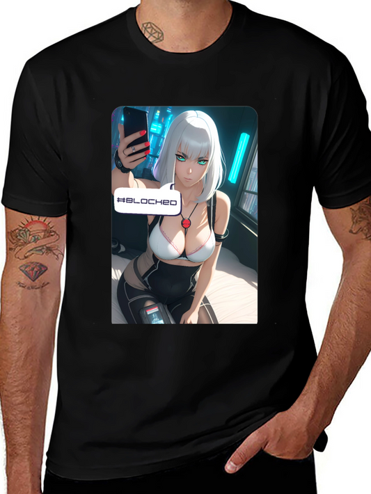 Anime-Inspired Black Graphic Tee