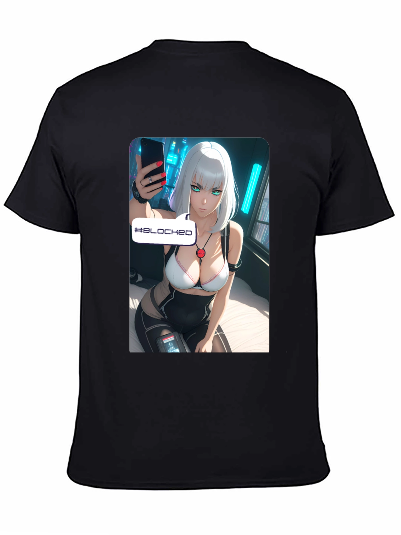 Anime-Inspired Black Graphic Tee