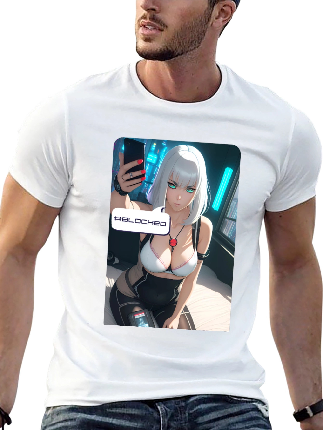 Anime-Inspired Black Graphic Tee