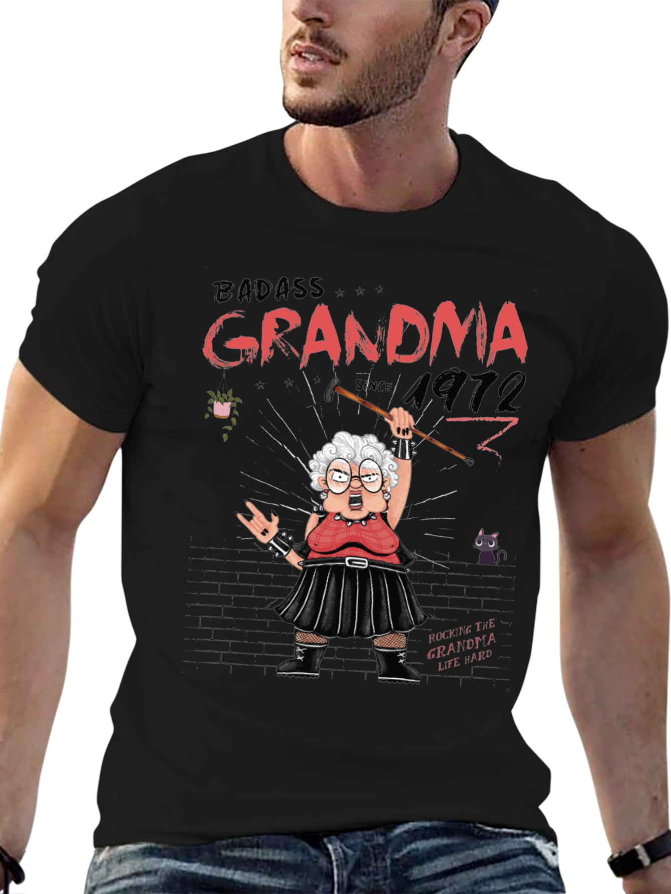 Badass Grandma Since 1972 Graphic T-Shirt