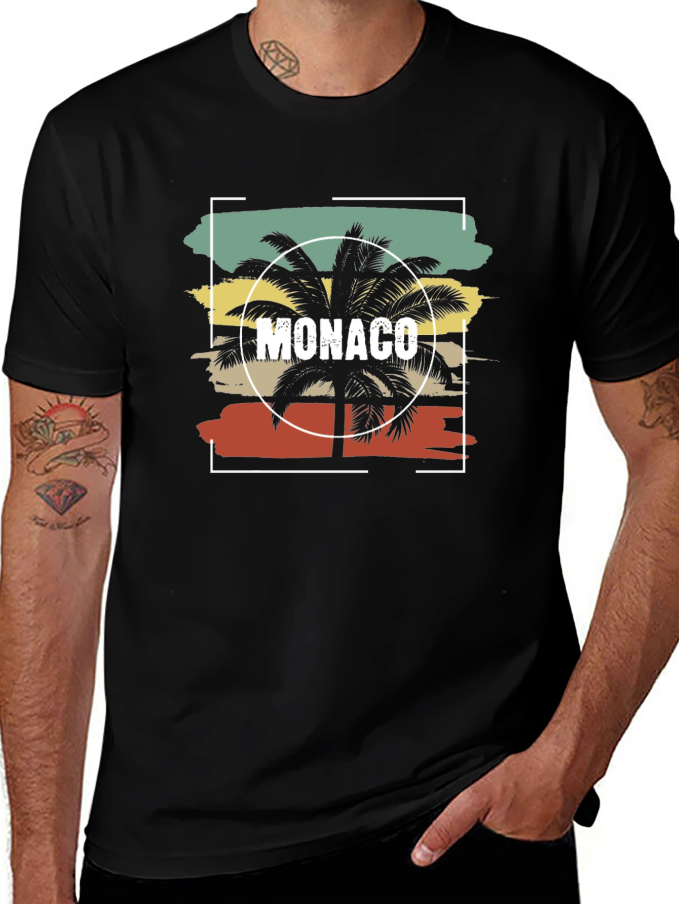 Monaco Palm Tree Graphic Tee - Island Vibes