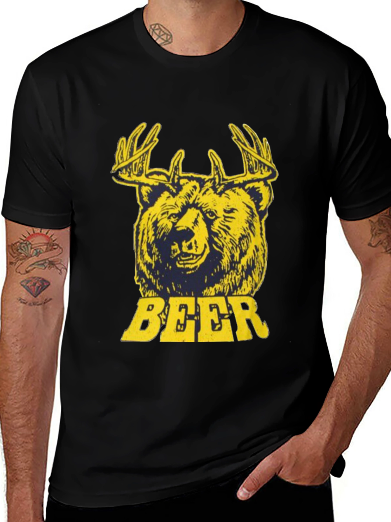 Bear Deer Beer Graphic T-Shirt
