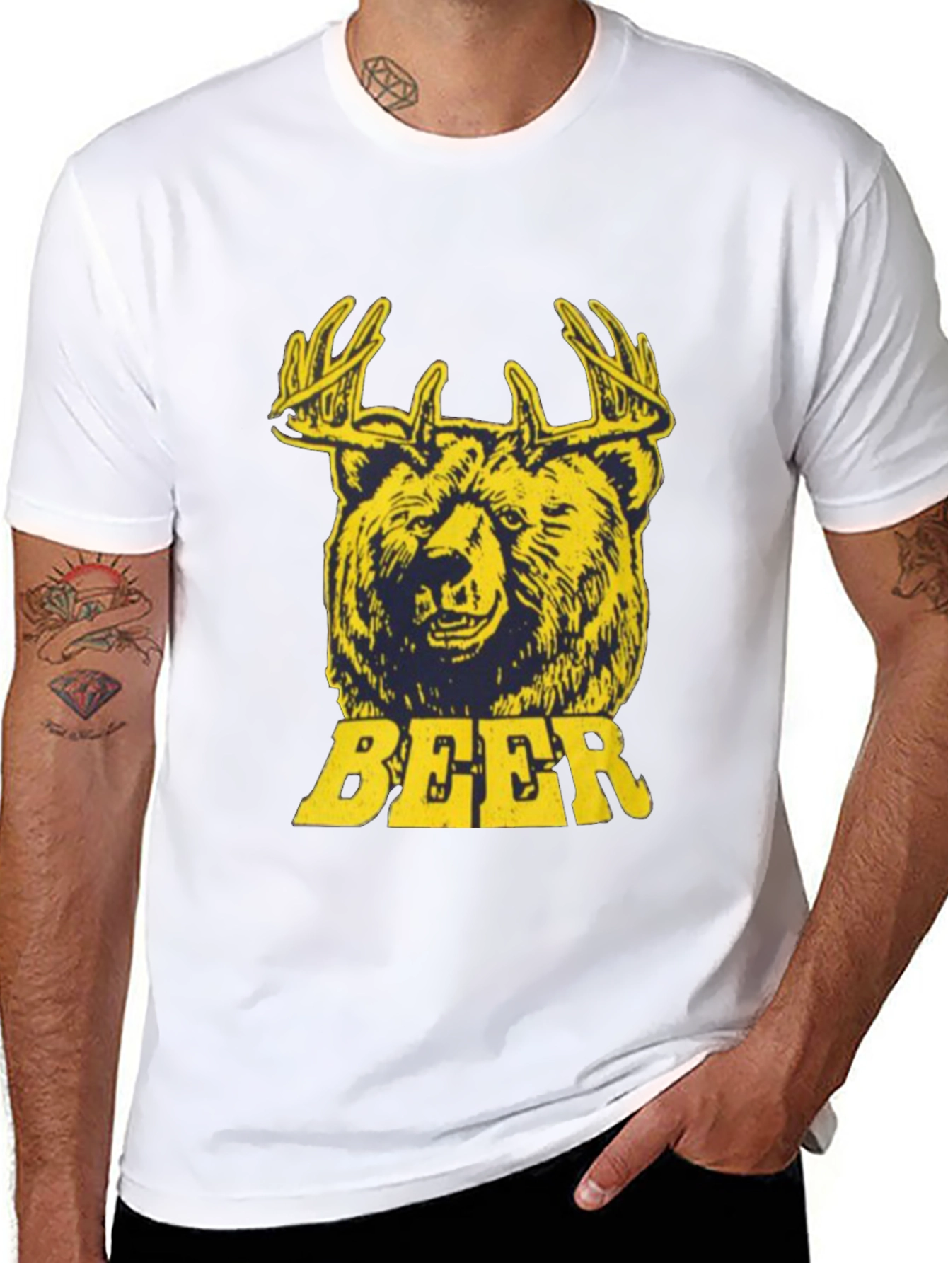 Bear Deer Beer Graphic T-Shirt