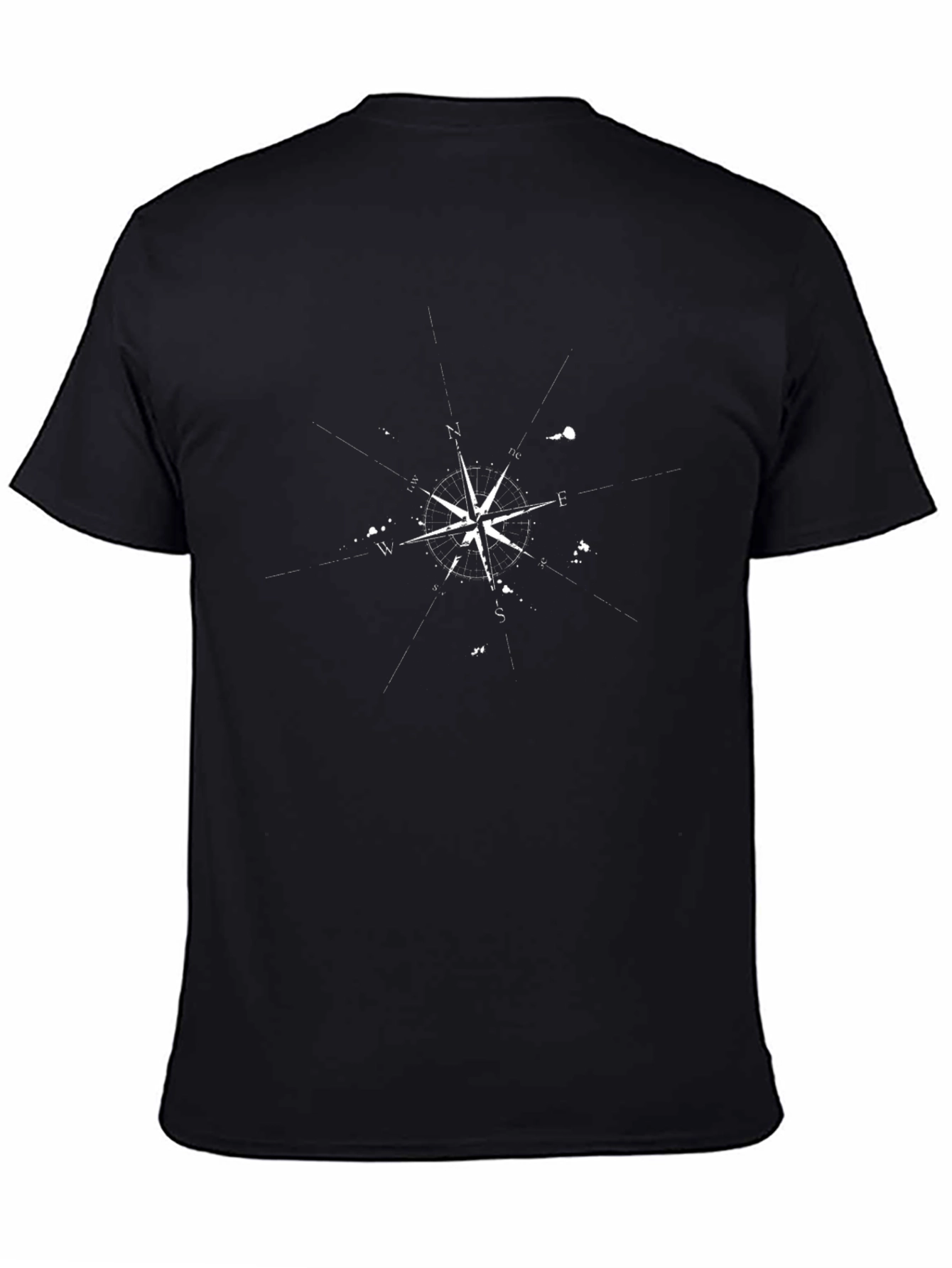 Mens Black Compass Graphic T-Shirt
