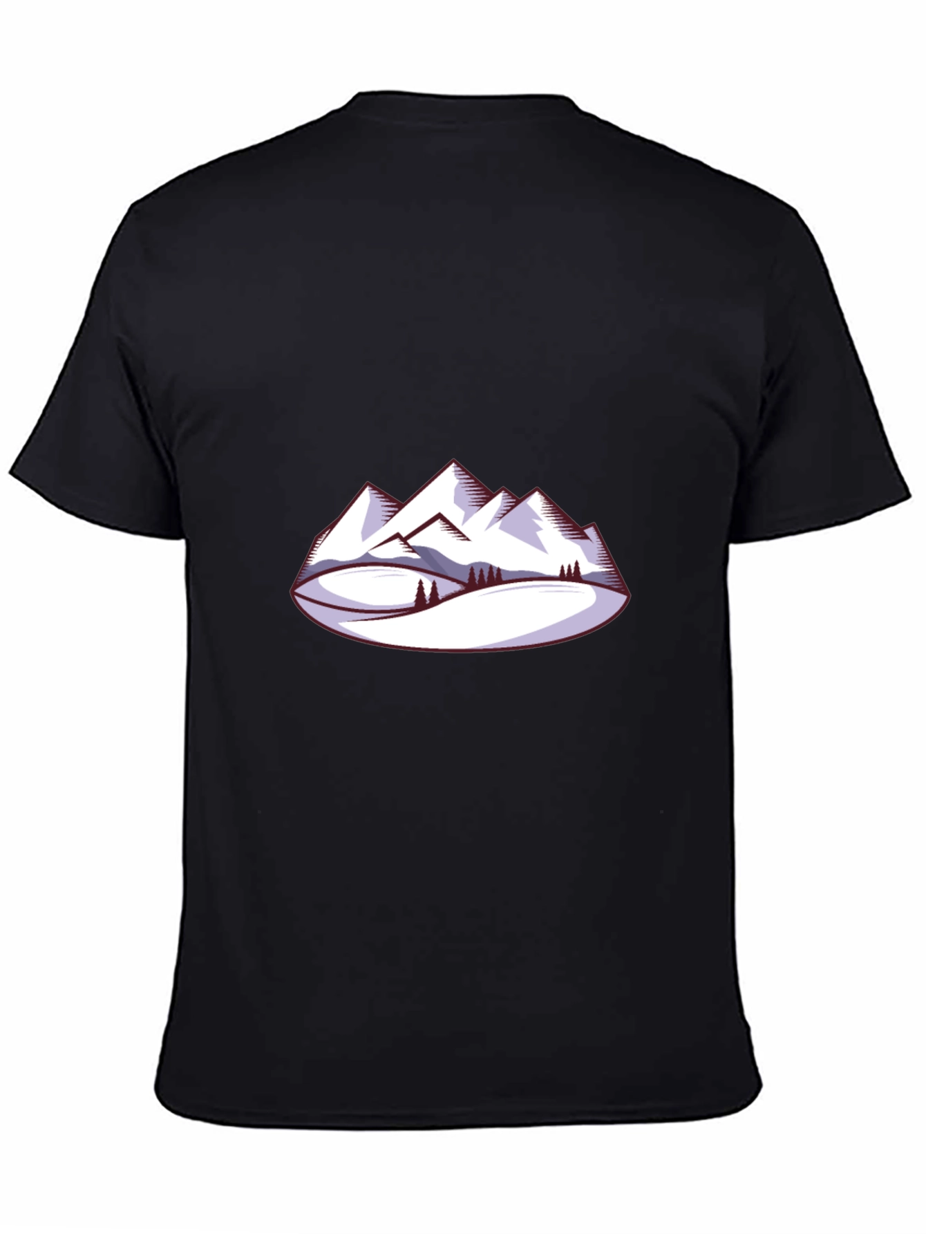 Mountain Scene Graphic Tee - Black Crew Neck