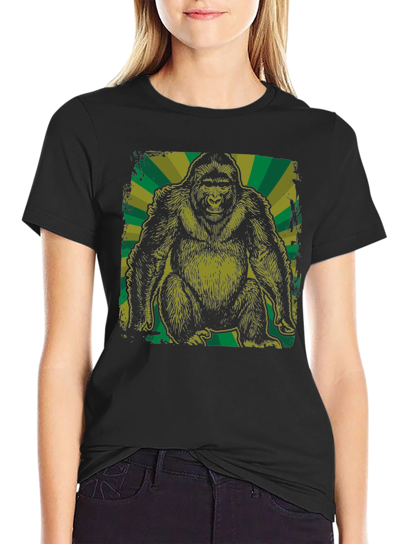 Graphic Gorilla T-Shirt - Black Cotton Tee