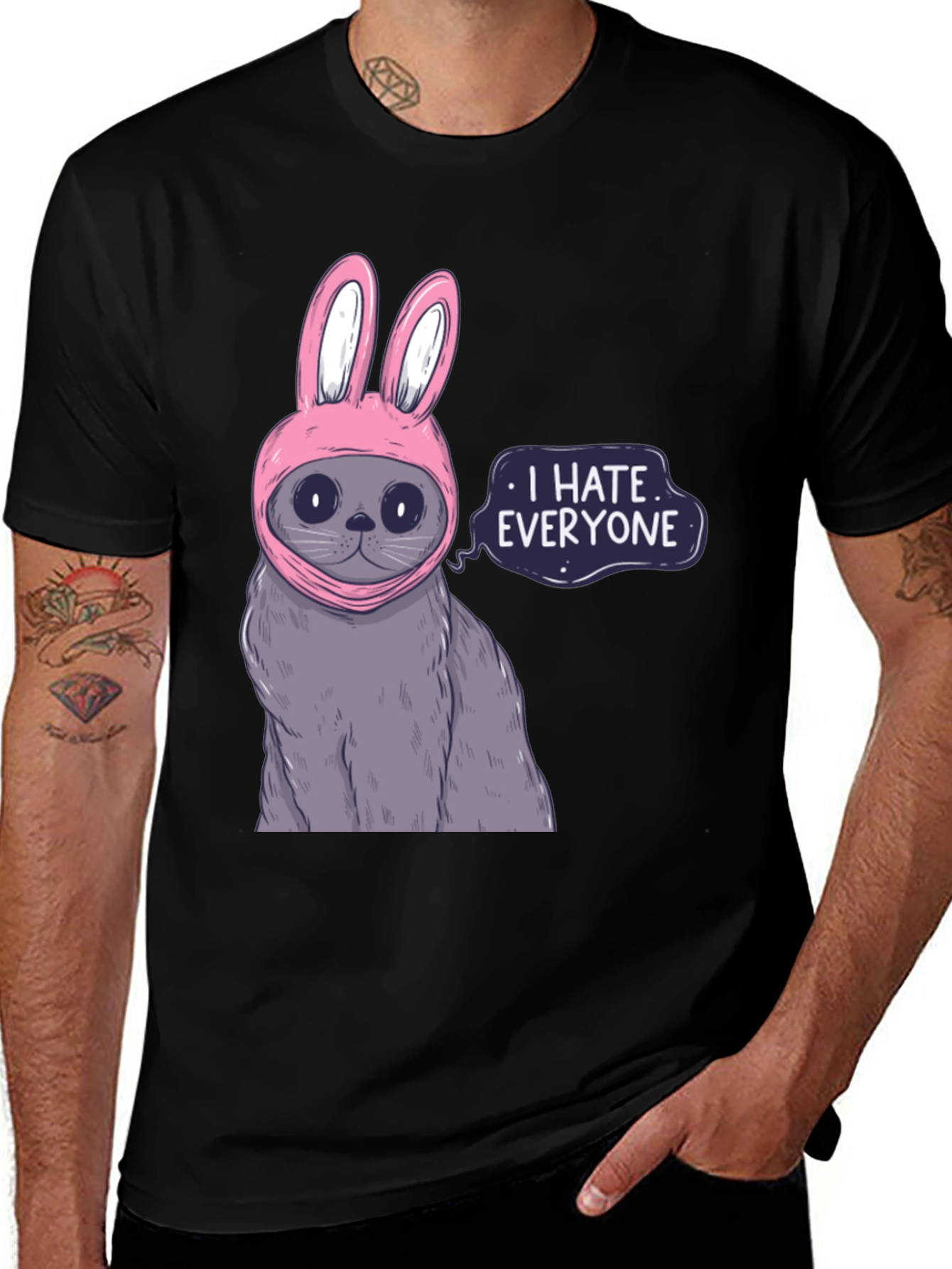 I Hate Everyone Cat T-Shirt - Funny Bunny