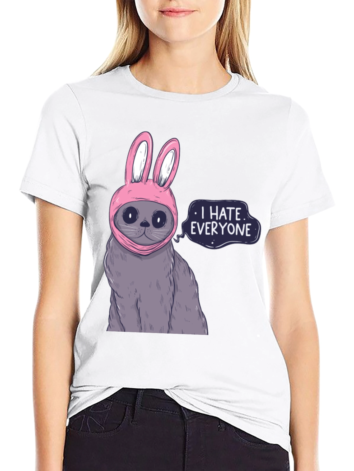 I Hate Everyone Cat T-Shirt - Funny Bunny