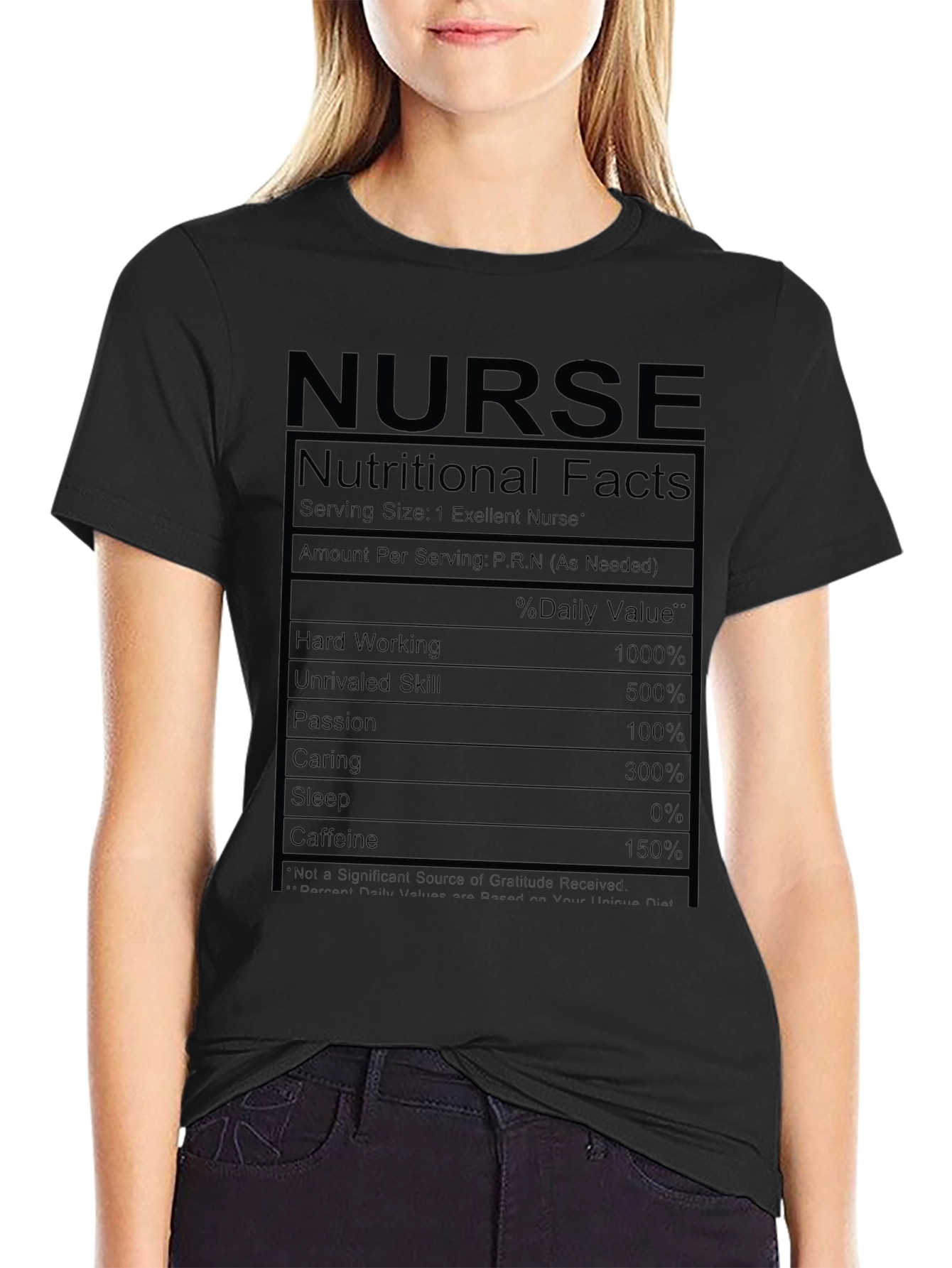 Nurse Nutritional Facts Black T-Shirt