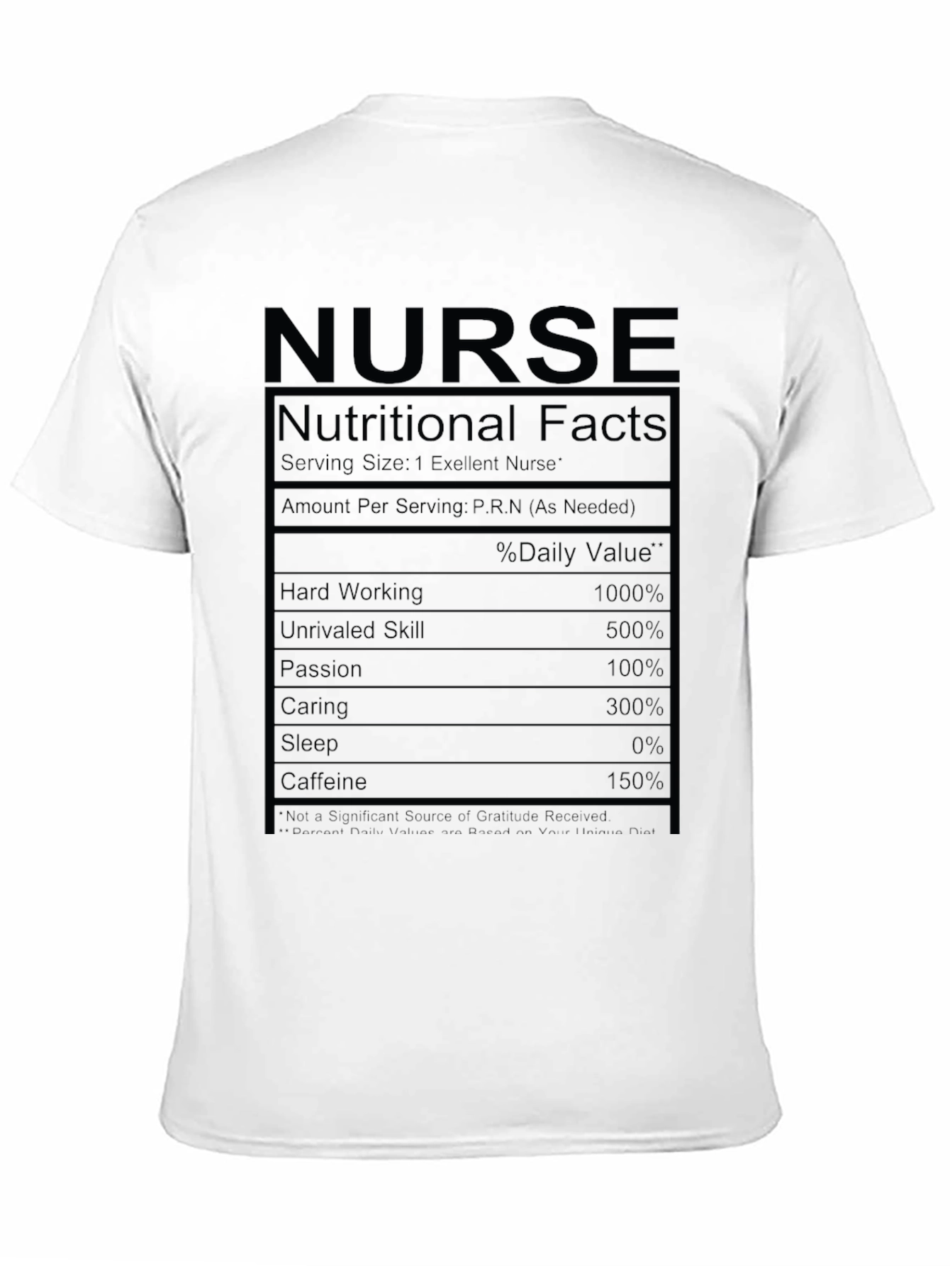 Nurse Nutritional Facts Black T-Shirt