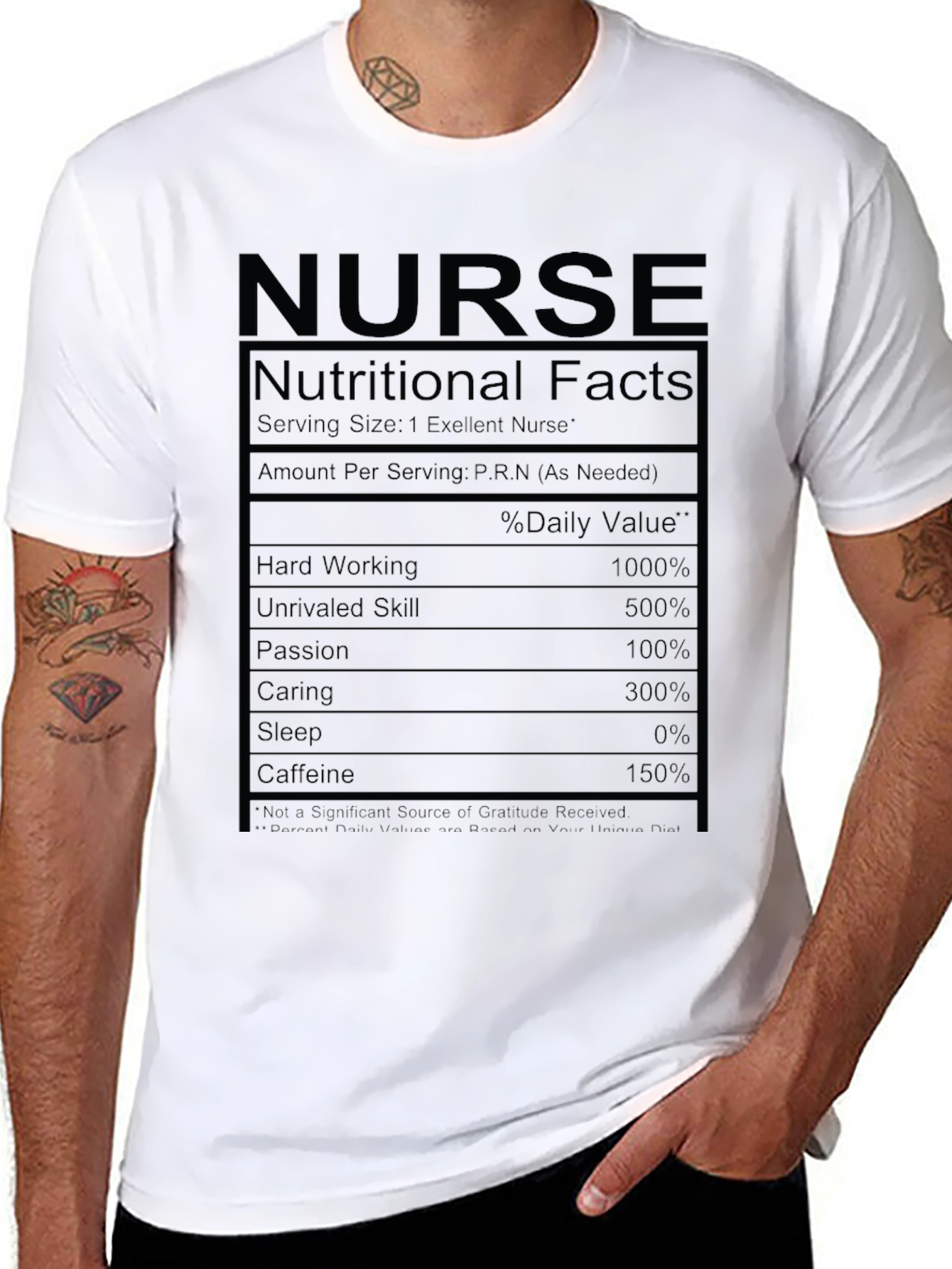 Nurse Nutritional Facts Black T-Shirt