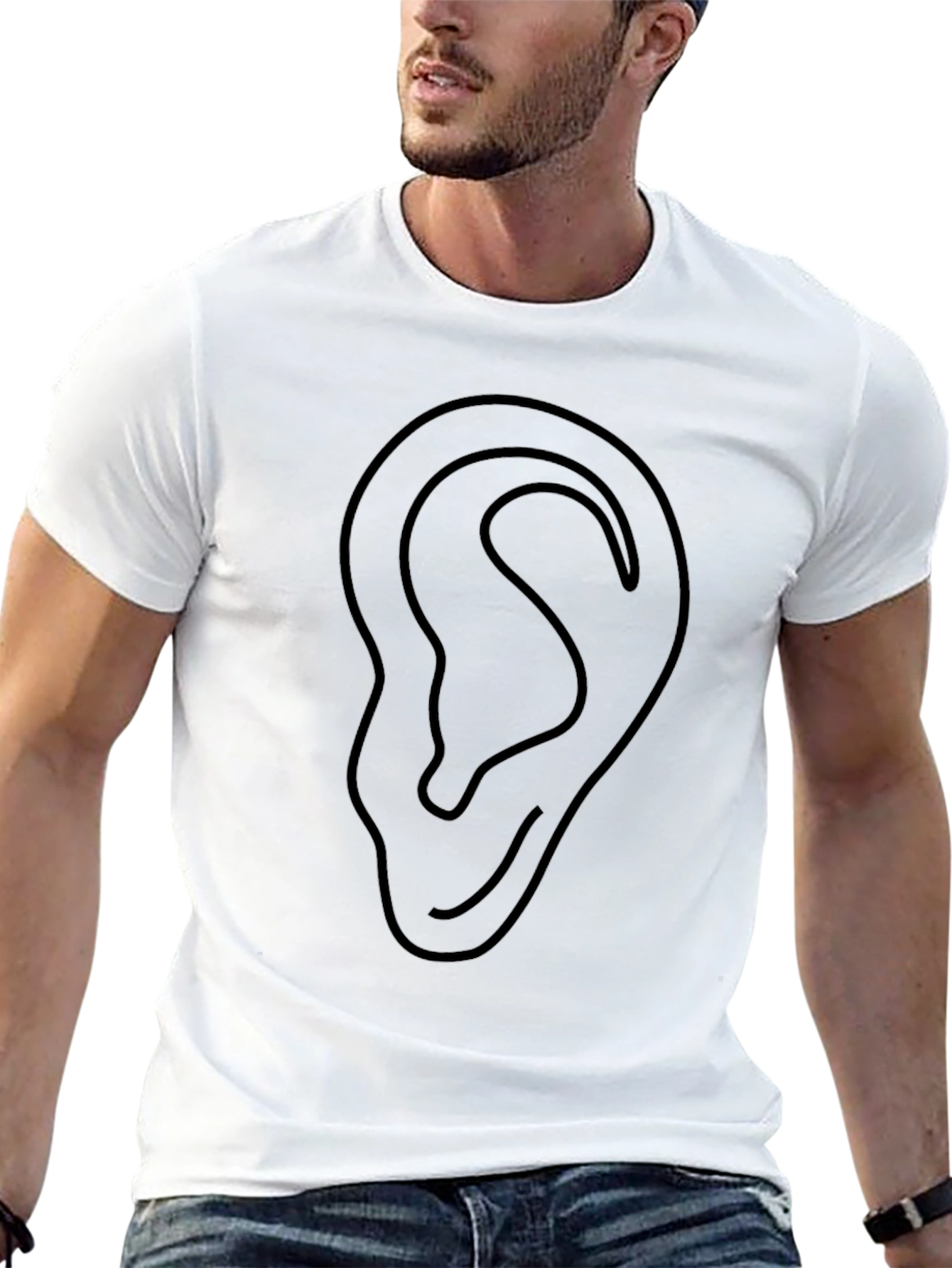 Ear Graphic Tee - Stylish Black Cotton T-Shirt