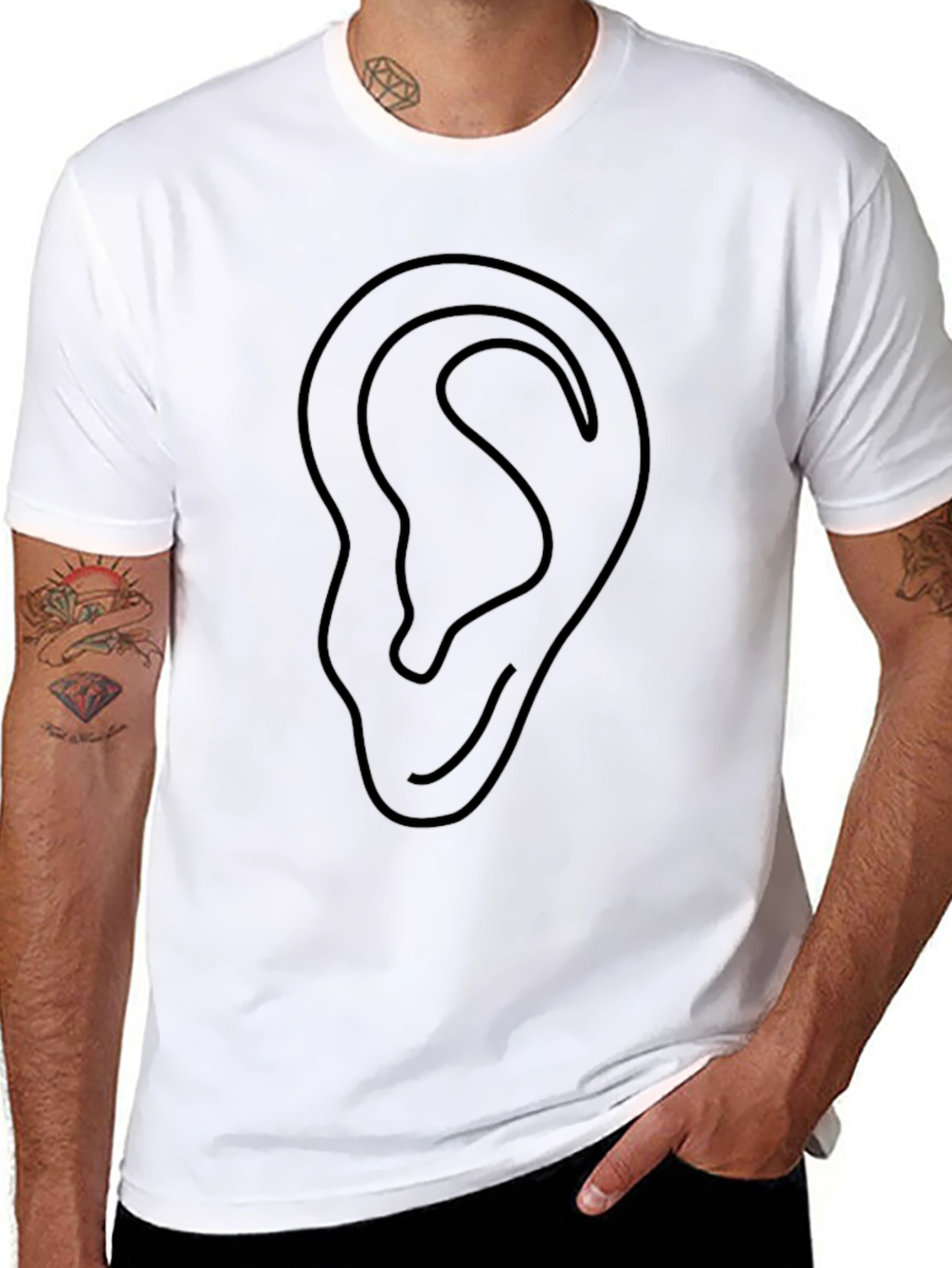 Ear Graphic Tee - Stylish Black Cotton T-Shirt