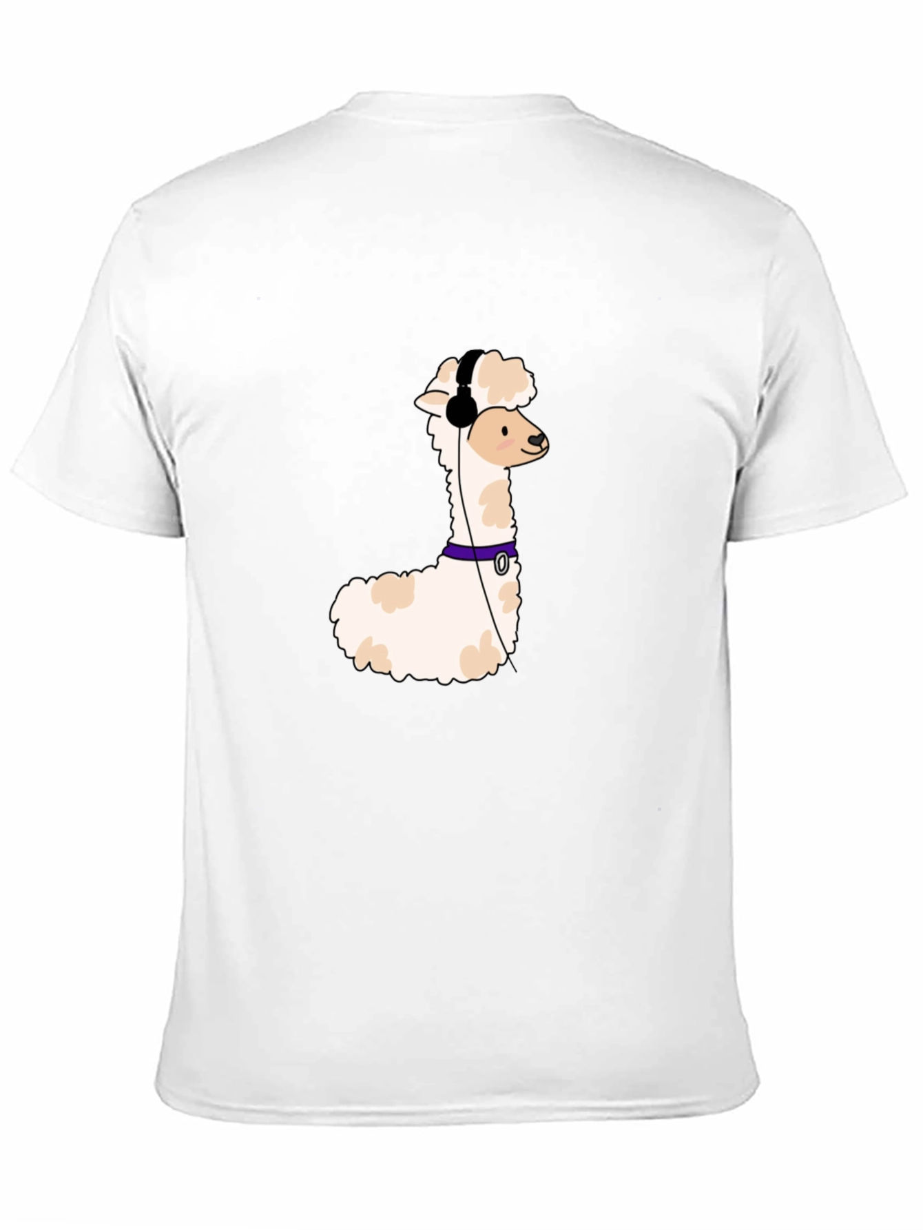 Cool Alpaca T-Shirt with Headphones - Black Cotton Tee