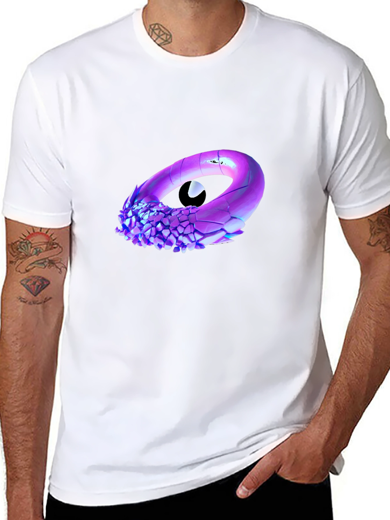 Abstract Eye Graphic Black T-Shirt