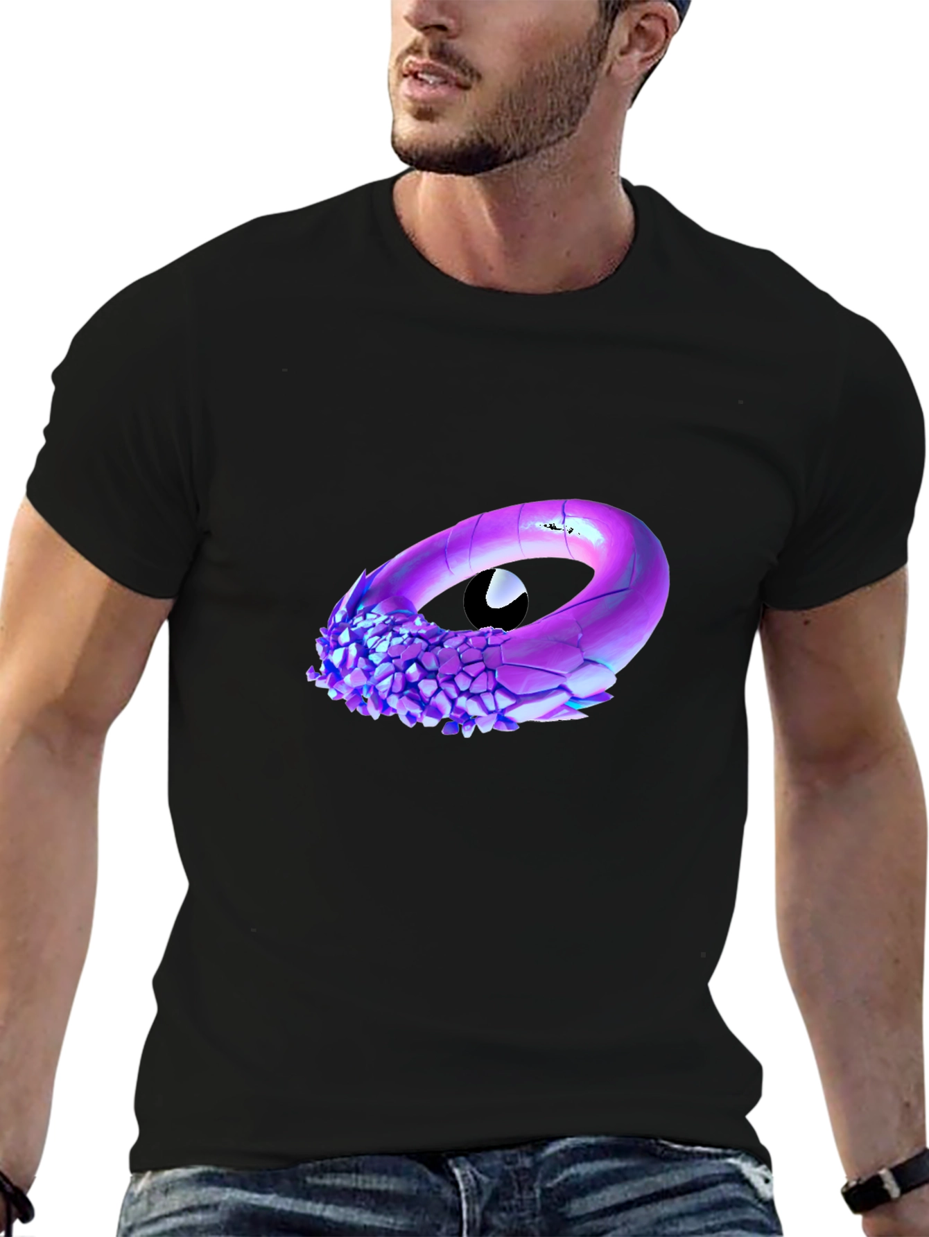 Abstract Eye Graphic Black T-Shirt