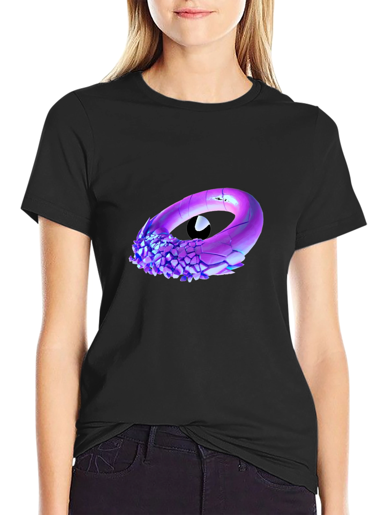 Abstract Eye Graphic Black T-Shirt