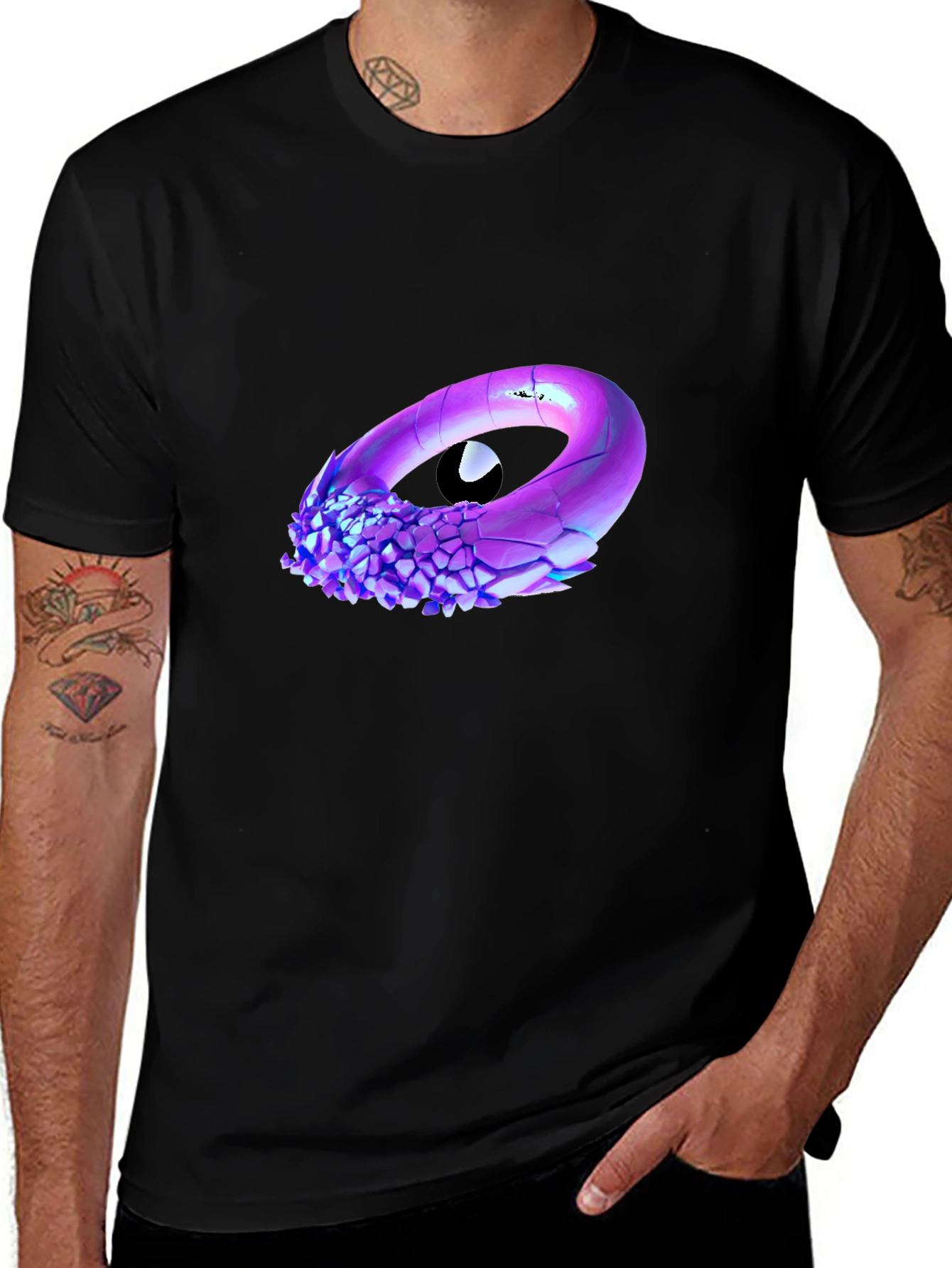 Abstract Eye Graphic Black T-Shirt