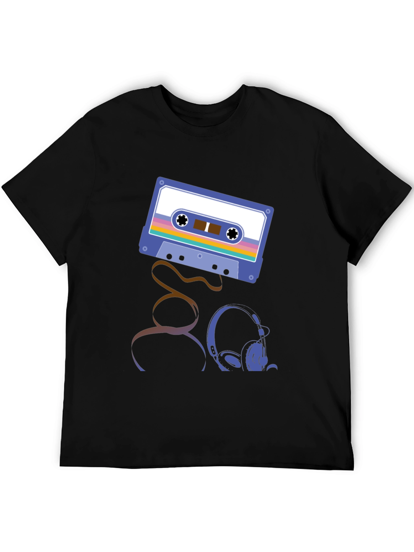Retro Cassette & Headphones Graphic T-Shirt
