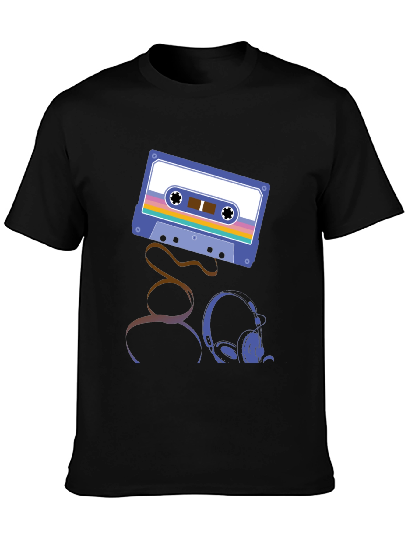 Retro Cassette & Headphones Graphic T-Shirt