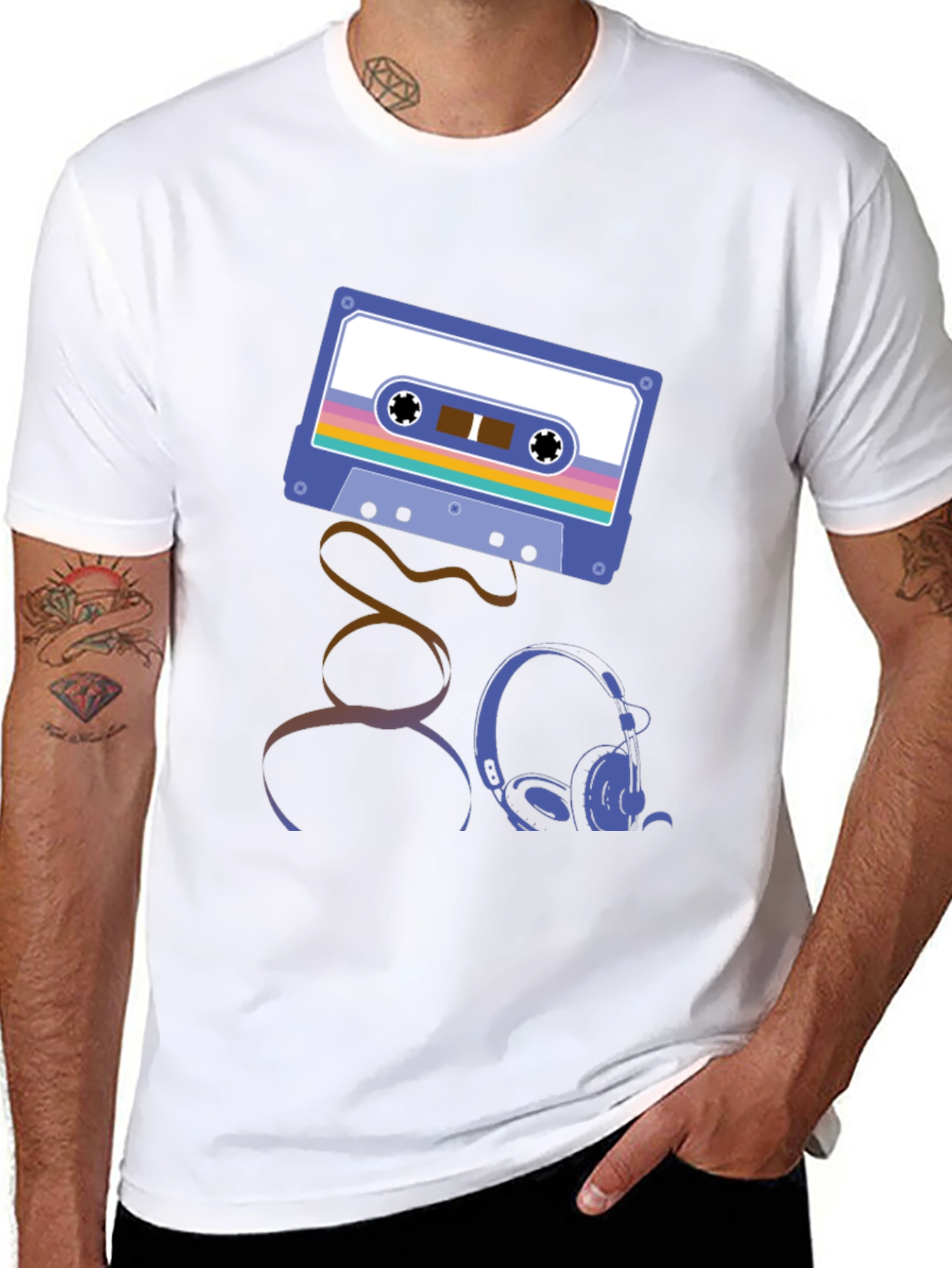 Retro Cassette & Headphones Graphic T-Shirt