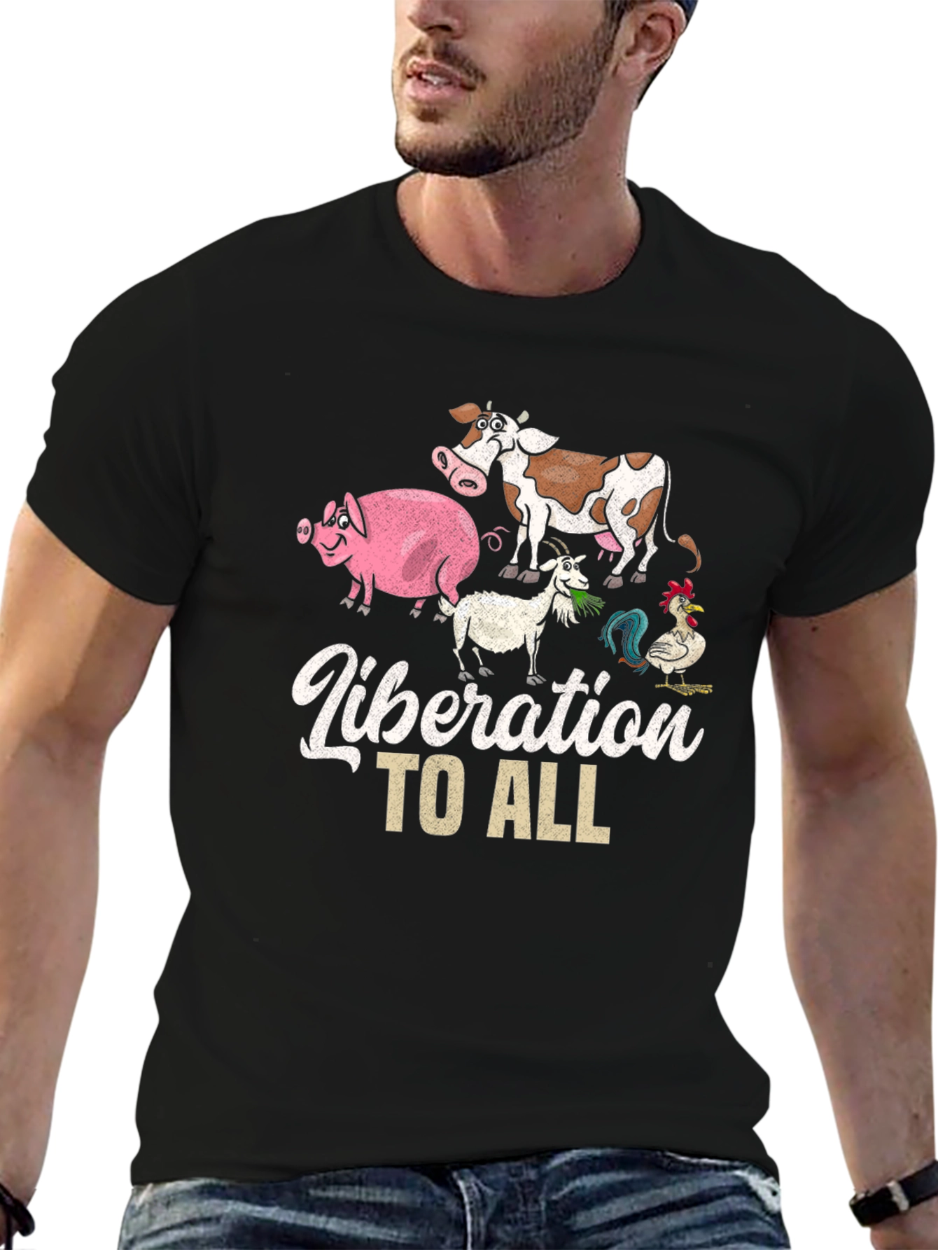 Liberation to All Animal Rights Black T-Shirt