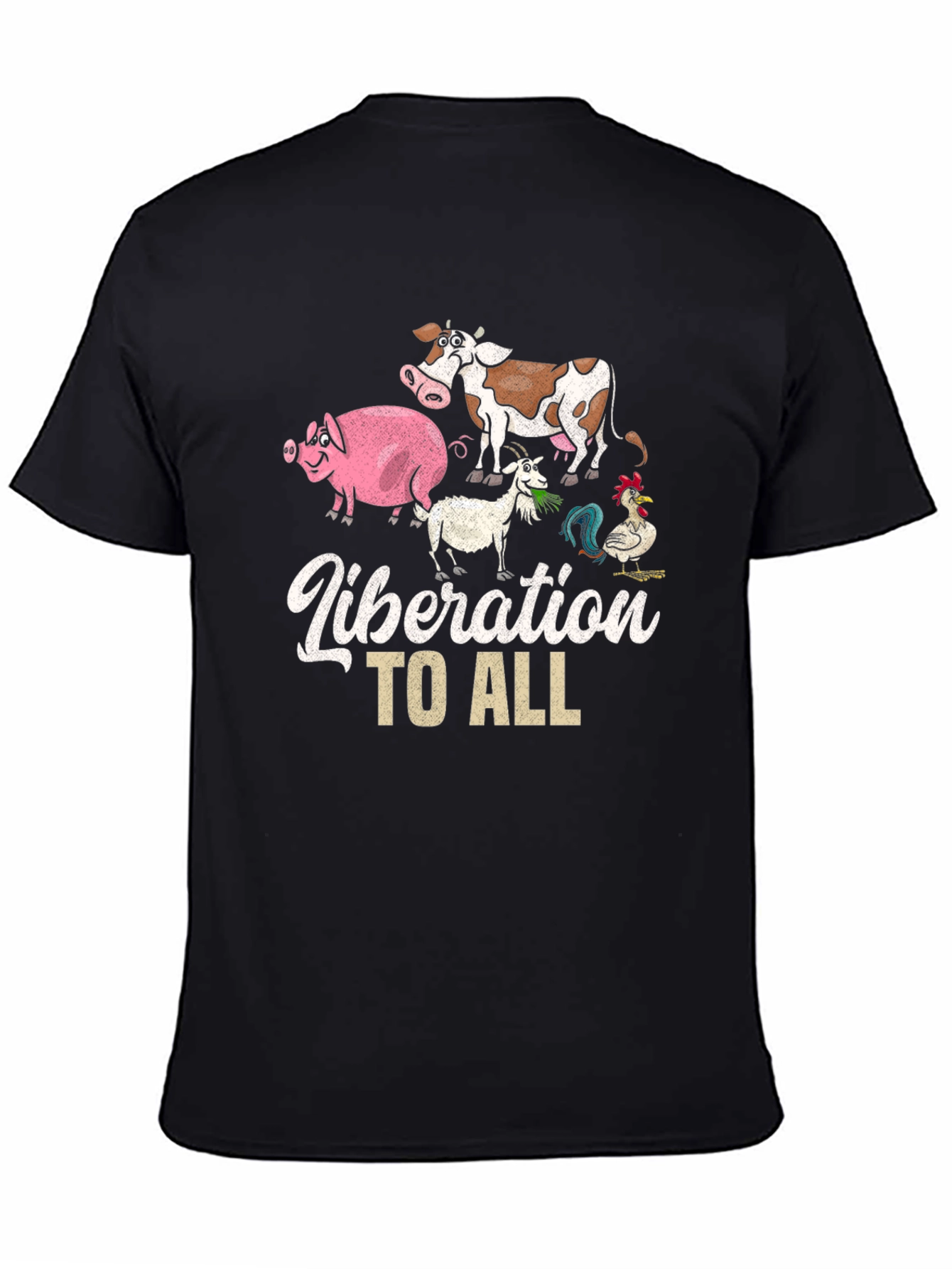 Liberation to All Animal Rights Black T-Shirt